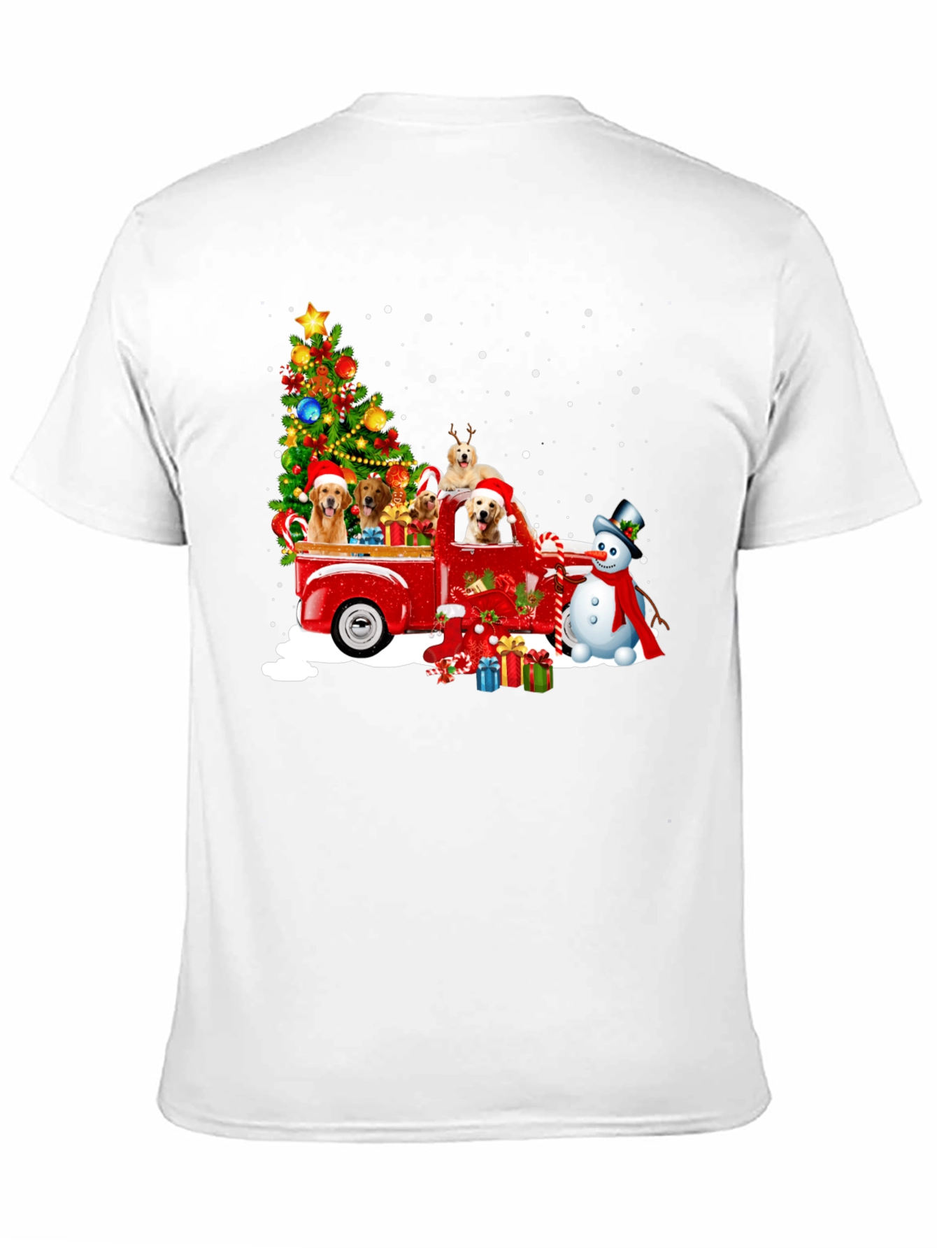 Festive Dogs in Truck Christmas T-Shirt