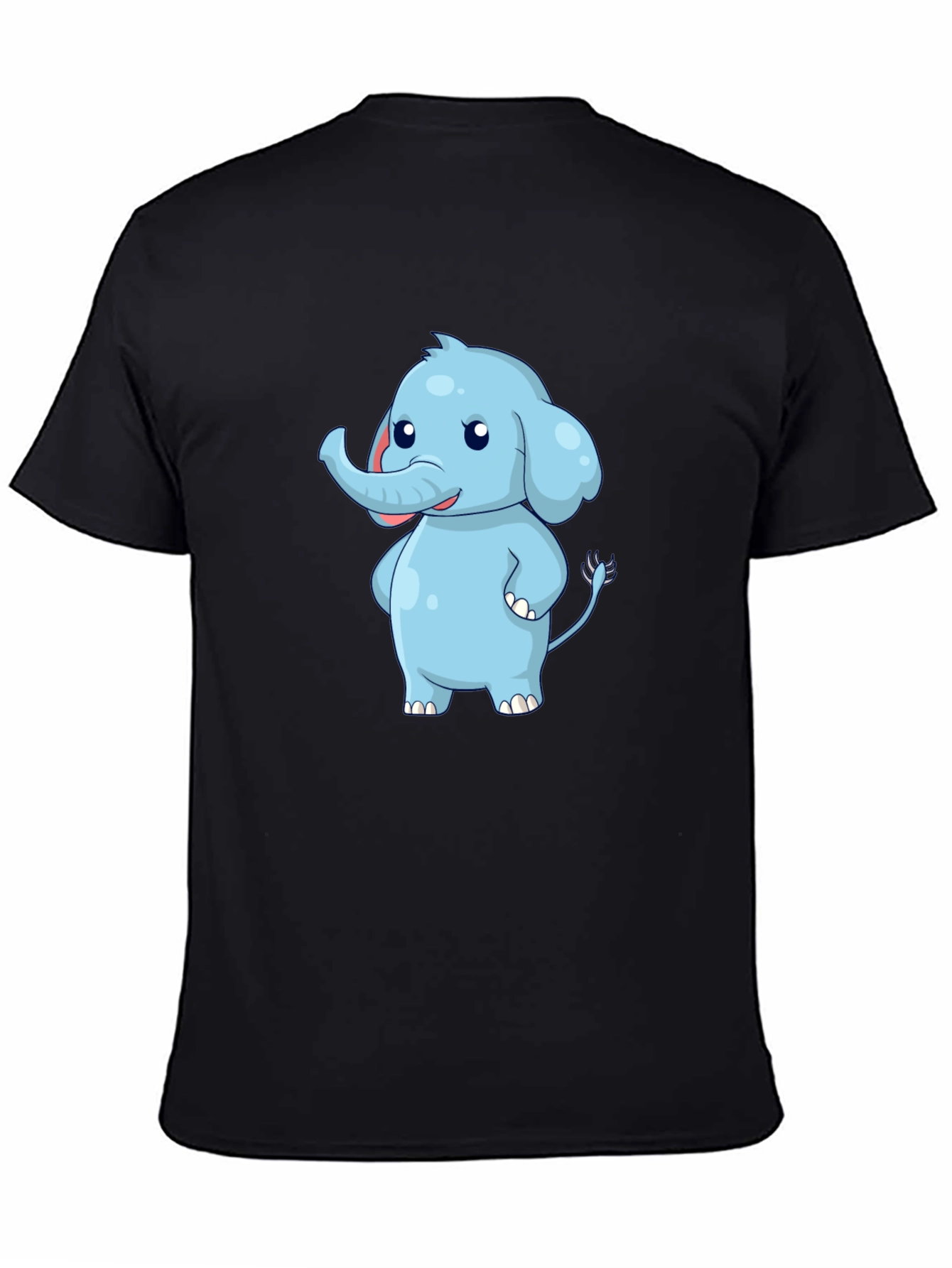 Cute Elephant Graphic Black T-Shirt