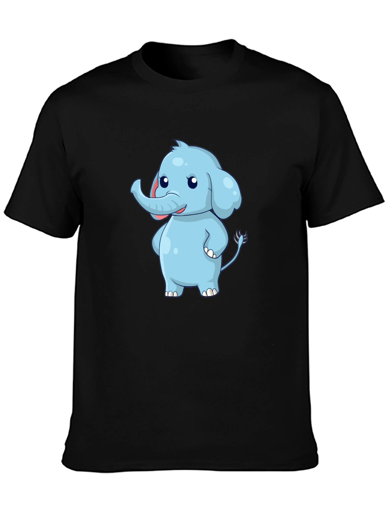 Cute Elephant Graphic Black T-Shirt