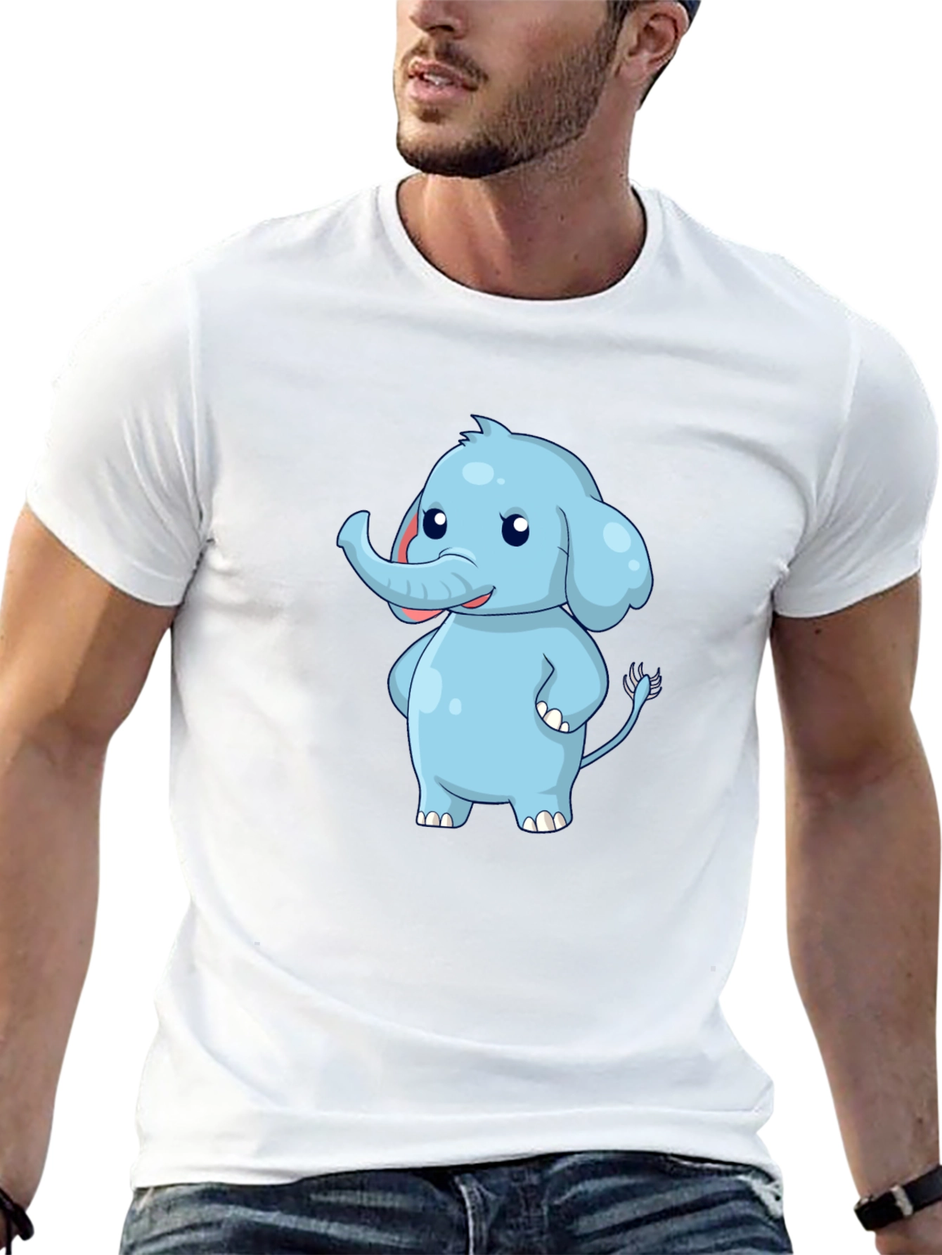 Cute Elephant Graphic Black T-Shirt