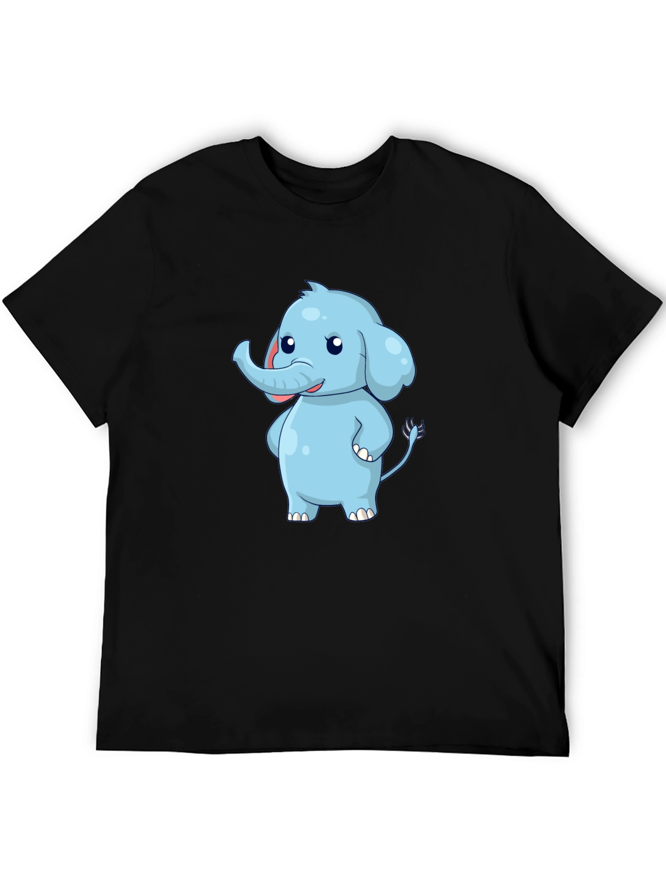 Cute Elephant Graphic Black T-Shirt