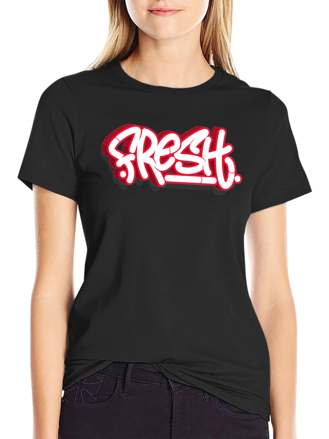 Fresh Graffiti Style Black T-Shirt