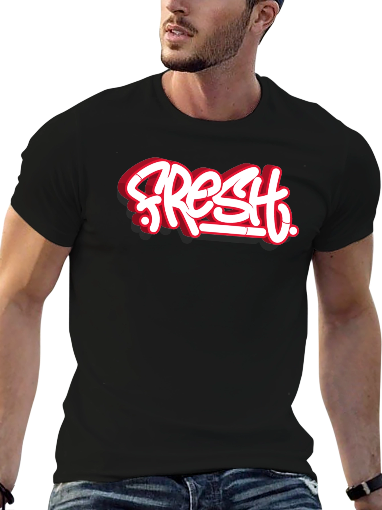 Fresh Graffiti Style Black T-Shirt