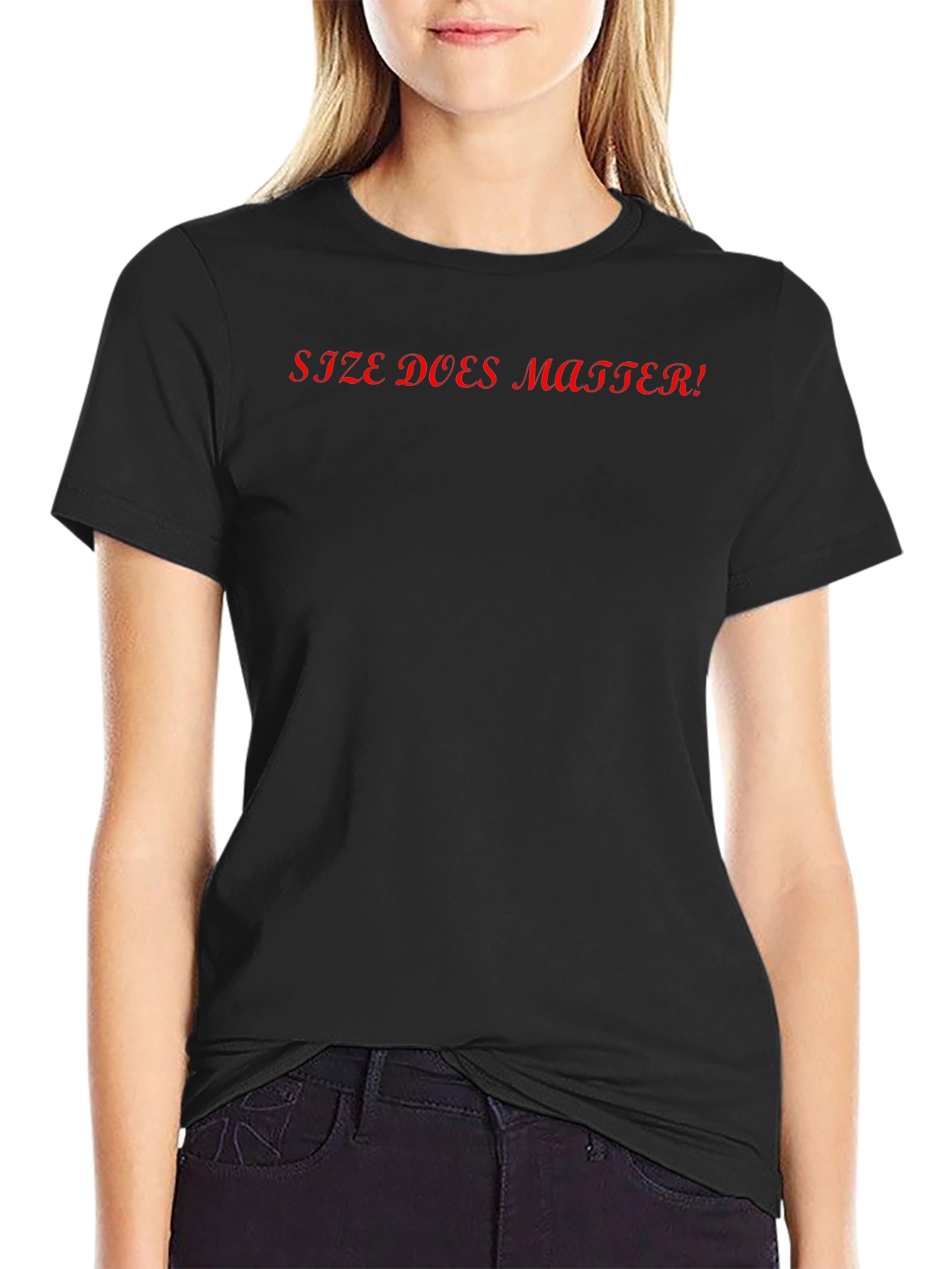 Size Does Matter Black Graphic Tee
