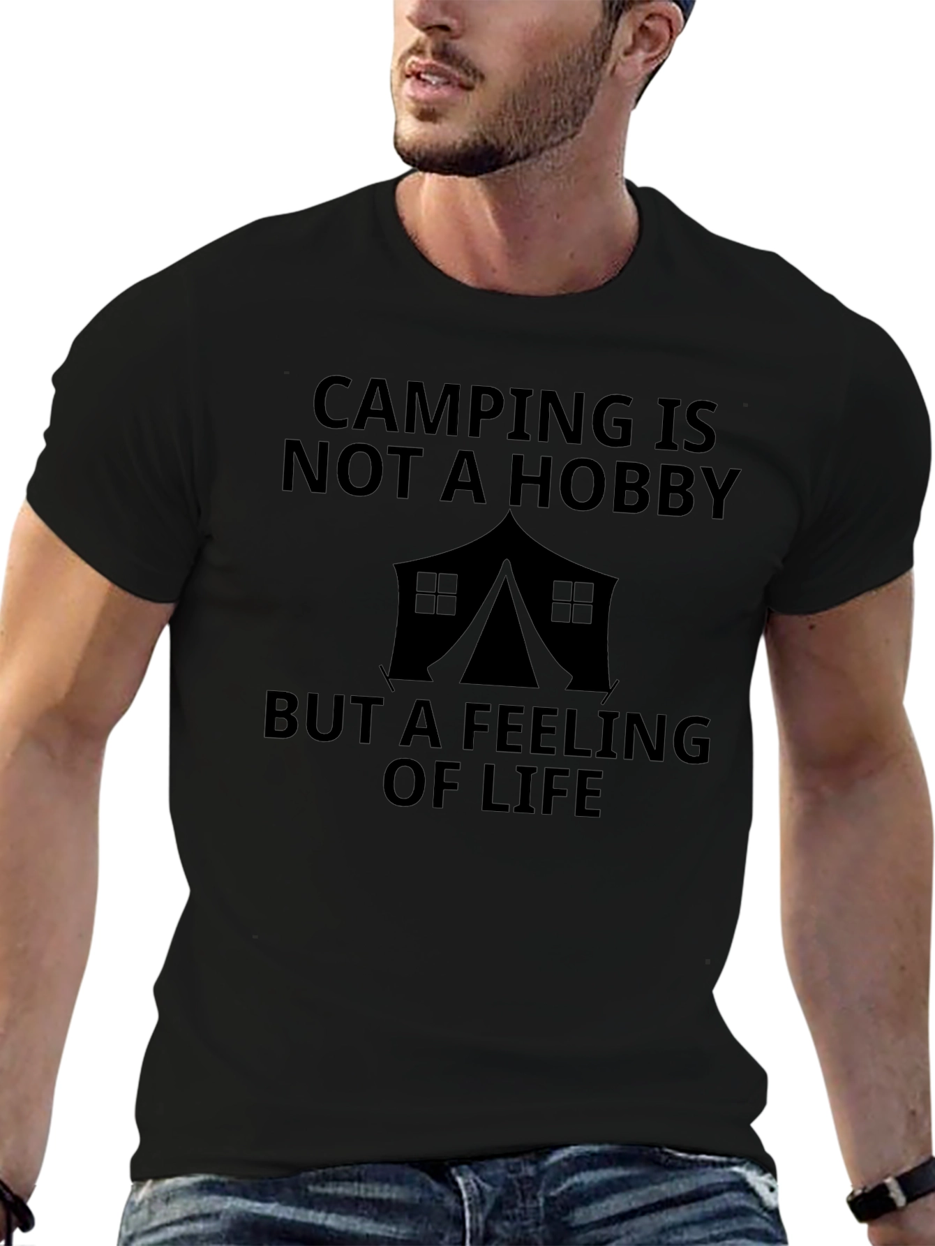 Camping Is Not a Hobby Black Graphic Tee