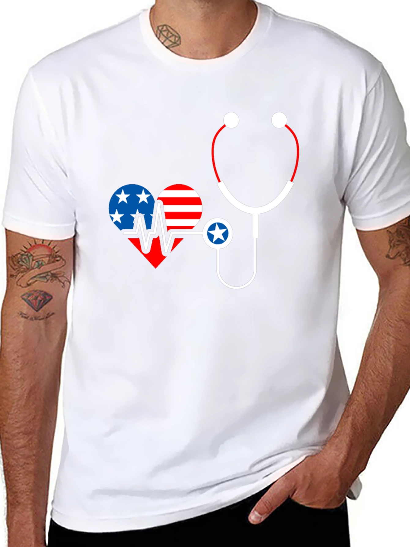 Patriotic Heartbeat Stethoscope T-Shirt