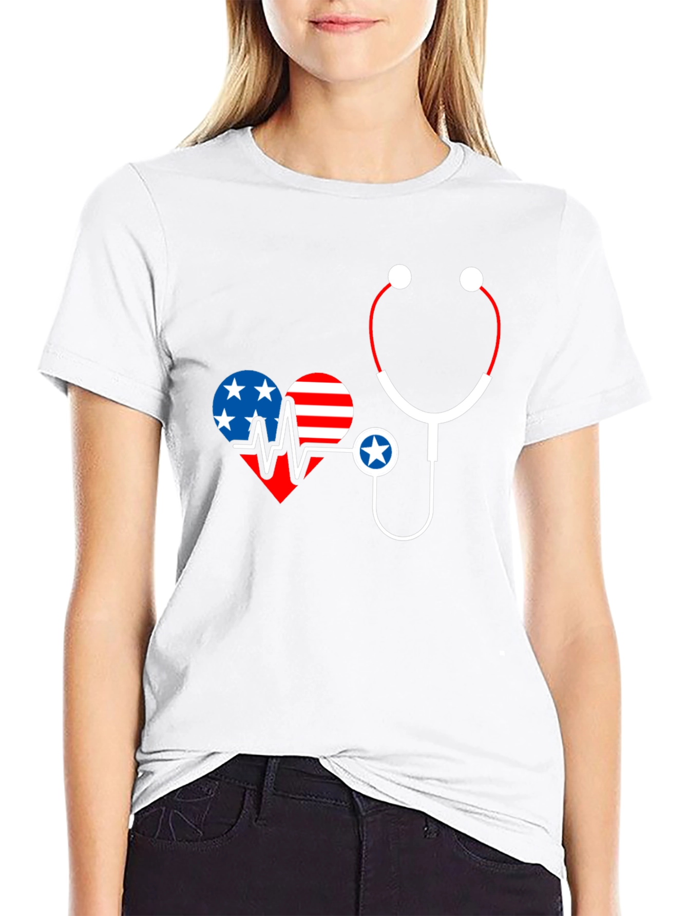 Patriotic Heartbeat Stethoscope T-Shirt