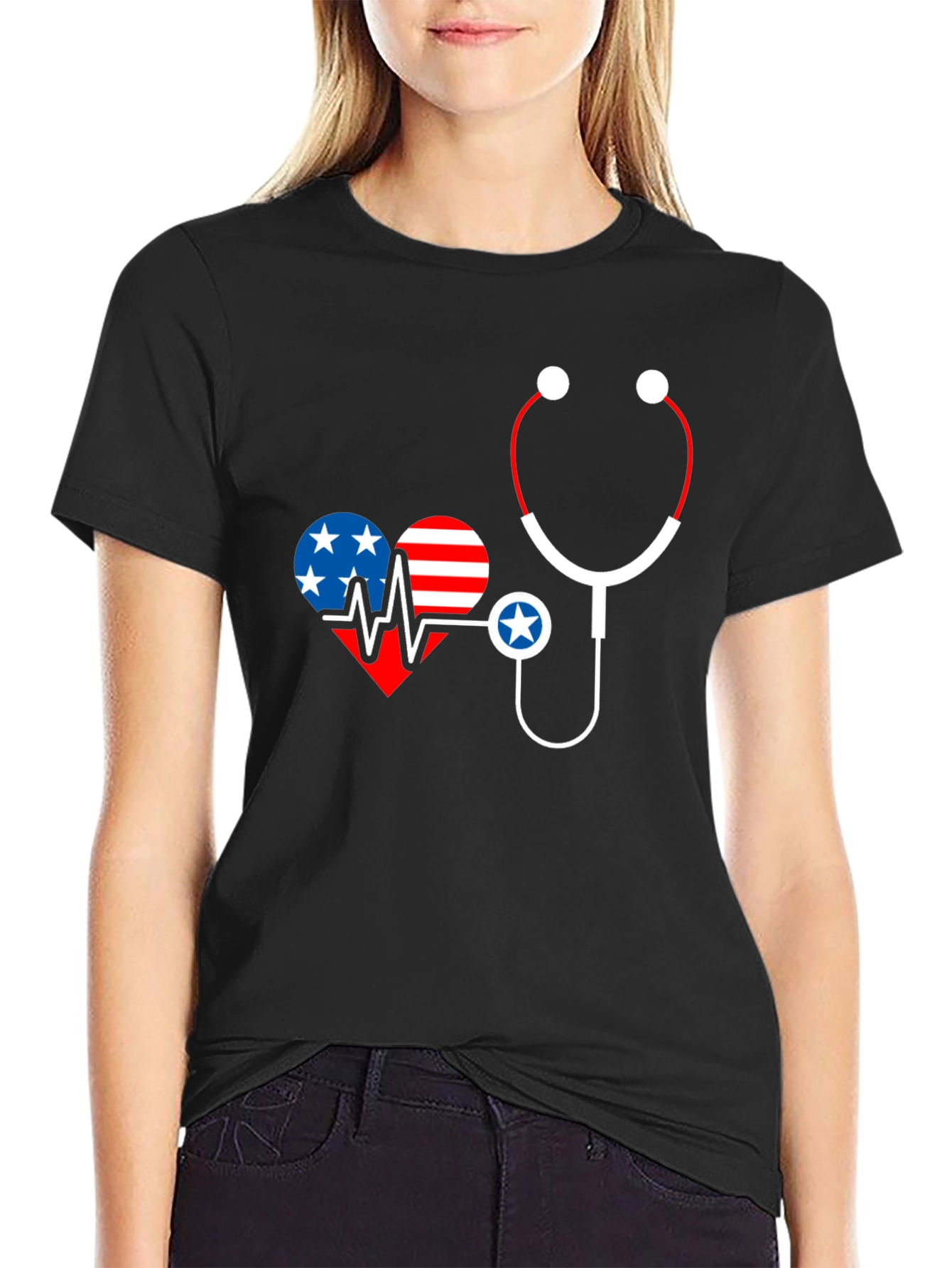 Patriotic Heartbeat Stethoscope T-Shirt
