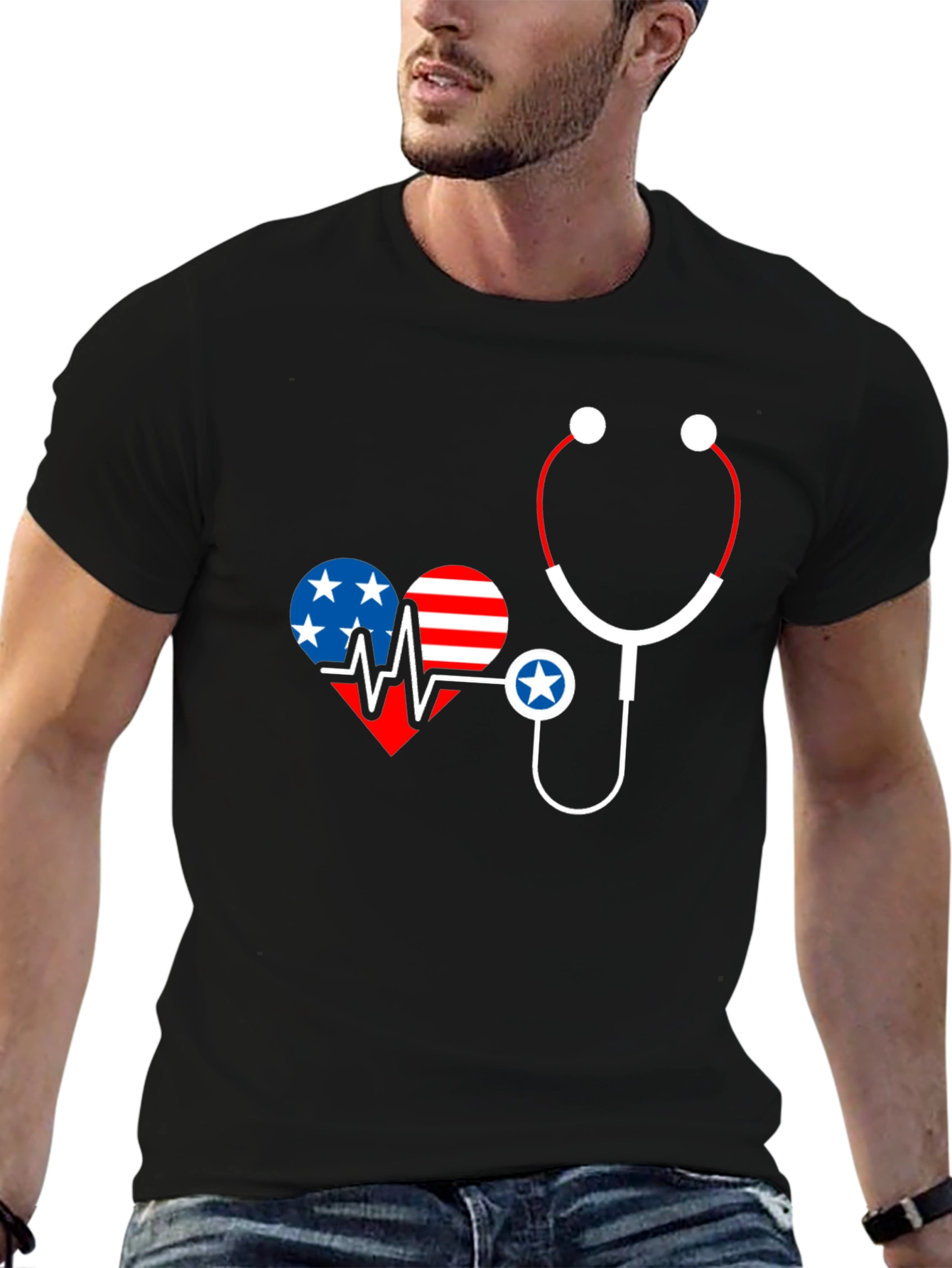 Patriotic Heartbeat Stethoscope T-Shirt