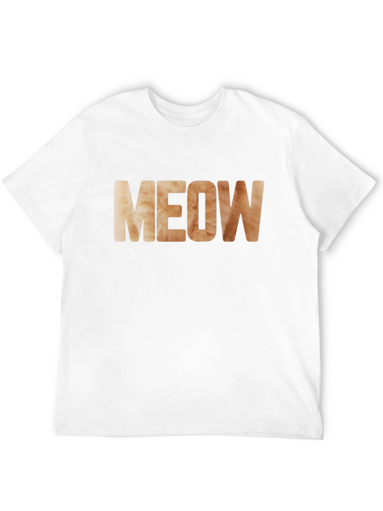Meow Cat Fur Print Black T-Shirt