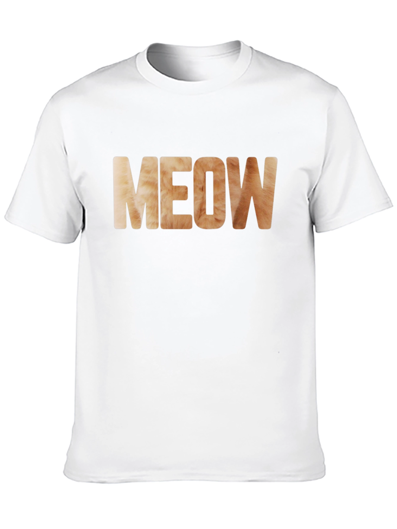 Meow Cat Fur Print Black T-Shirt