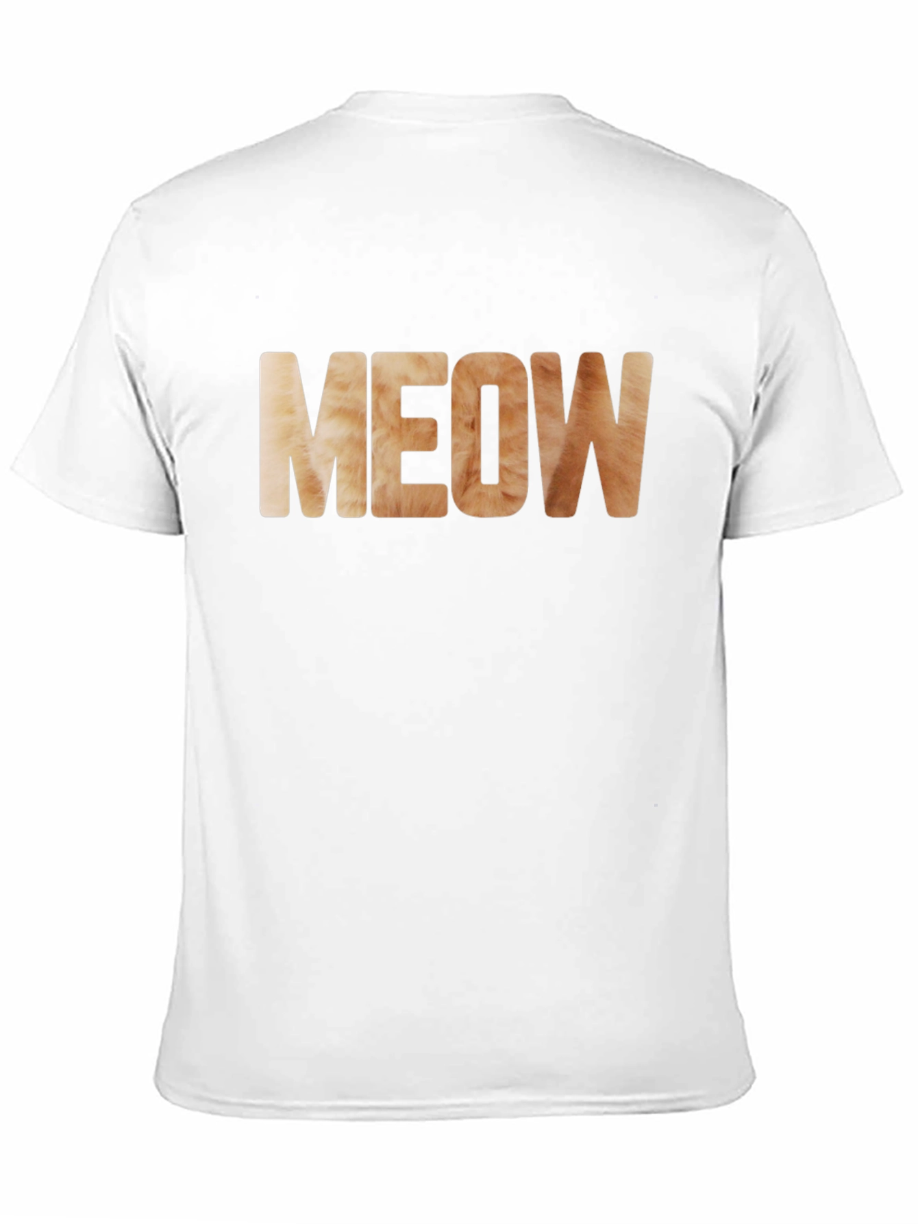Meow Cat Fur Print Black T-Shirt