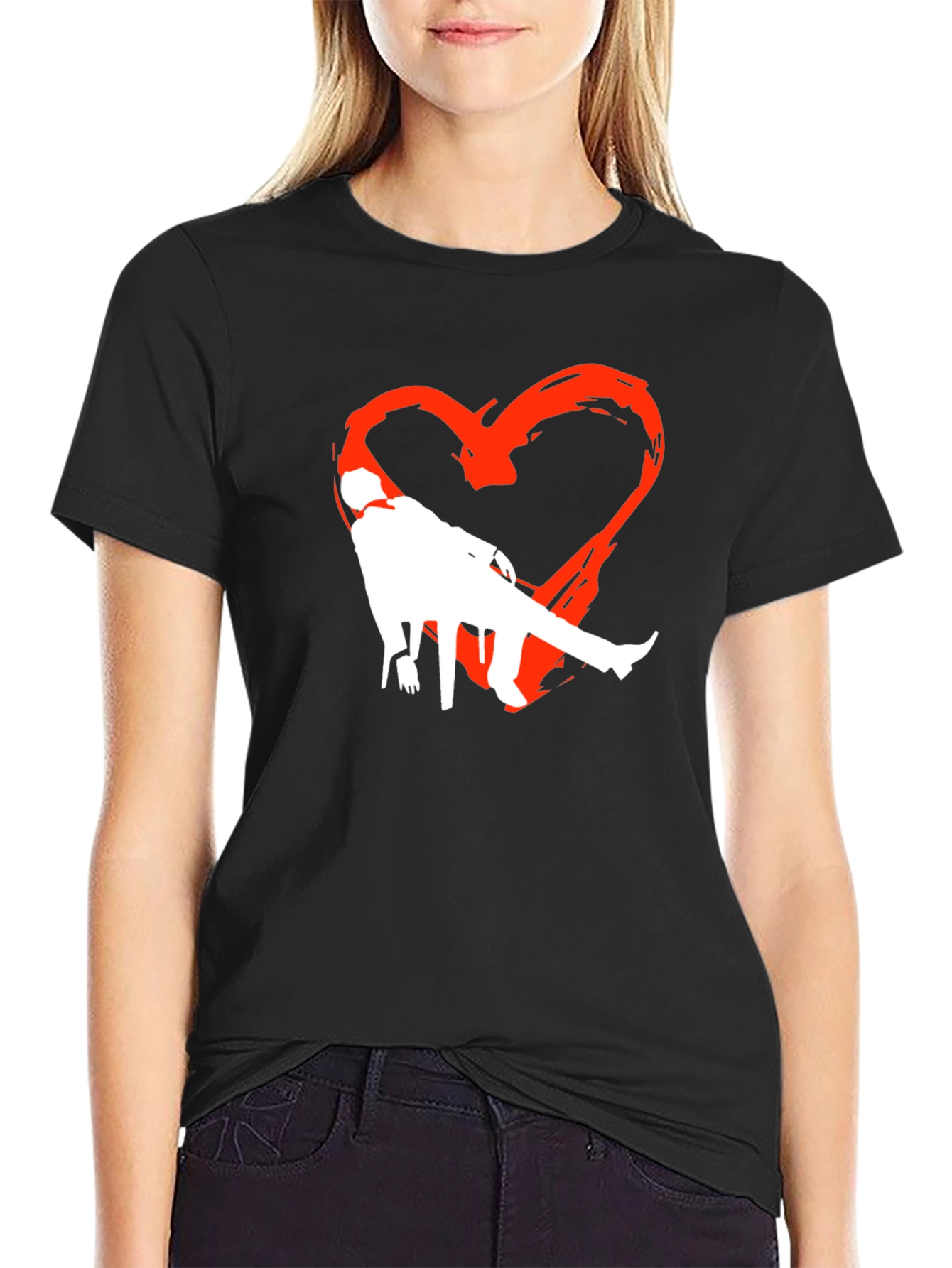 Heart Silhouette Graphic Tee - Black