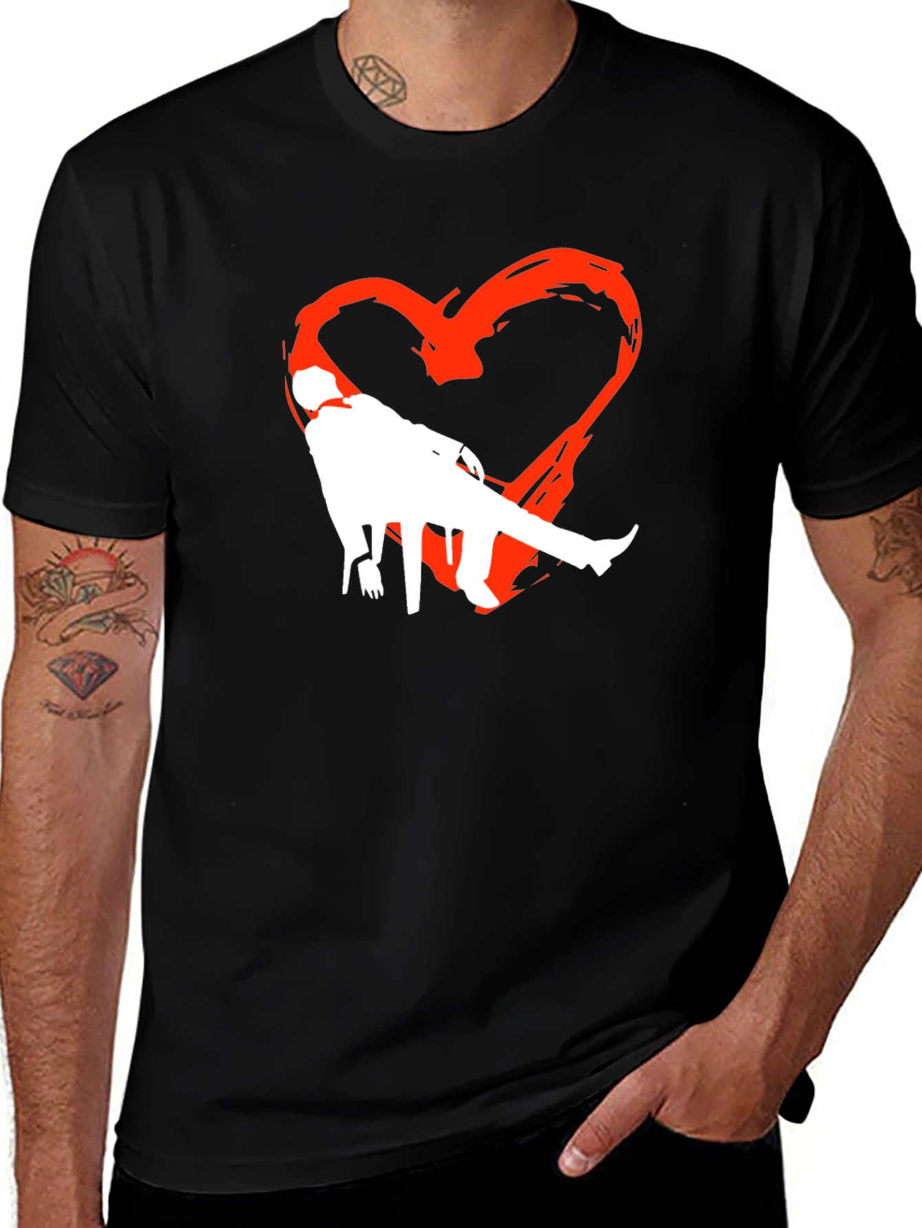 Heart Silhouette Graphic Tee - Black