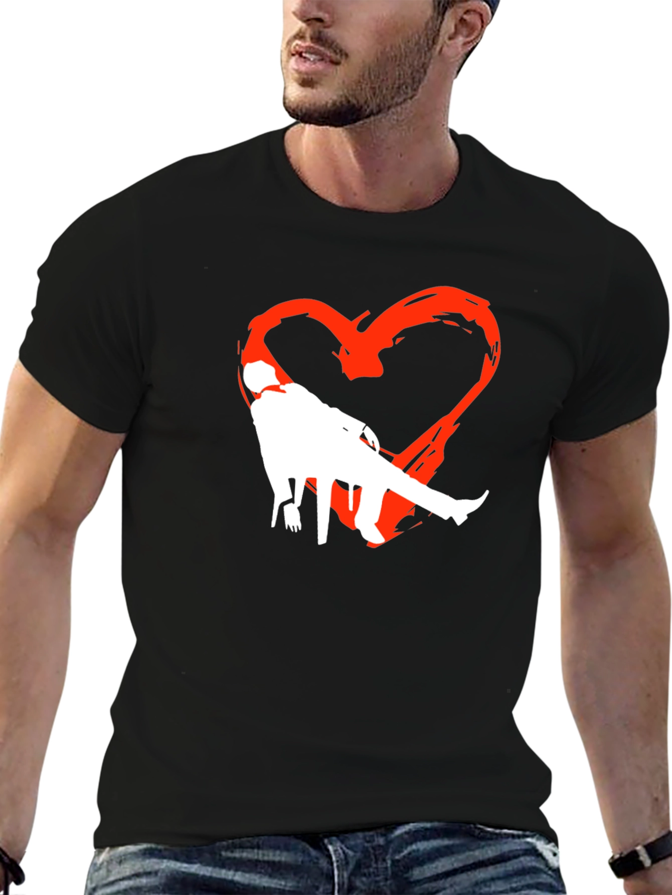 Heart Silhouette Graphic Tee - Black