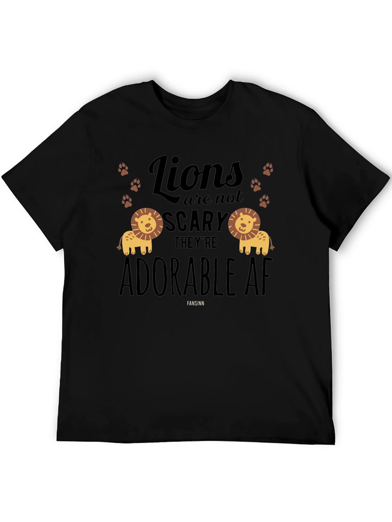 Adorable Lions Graphic Tee - Black Cotton T-Shirt