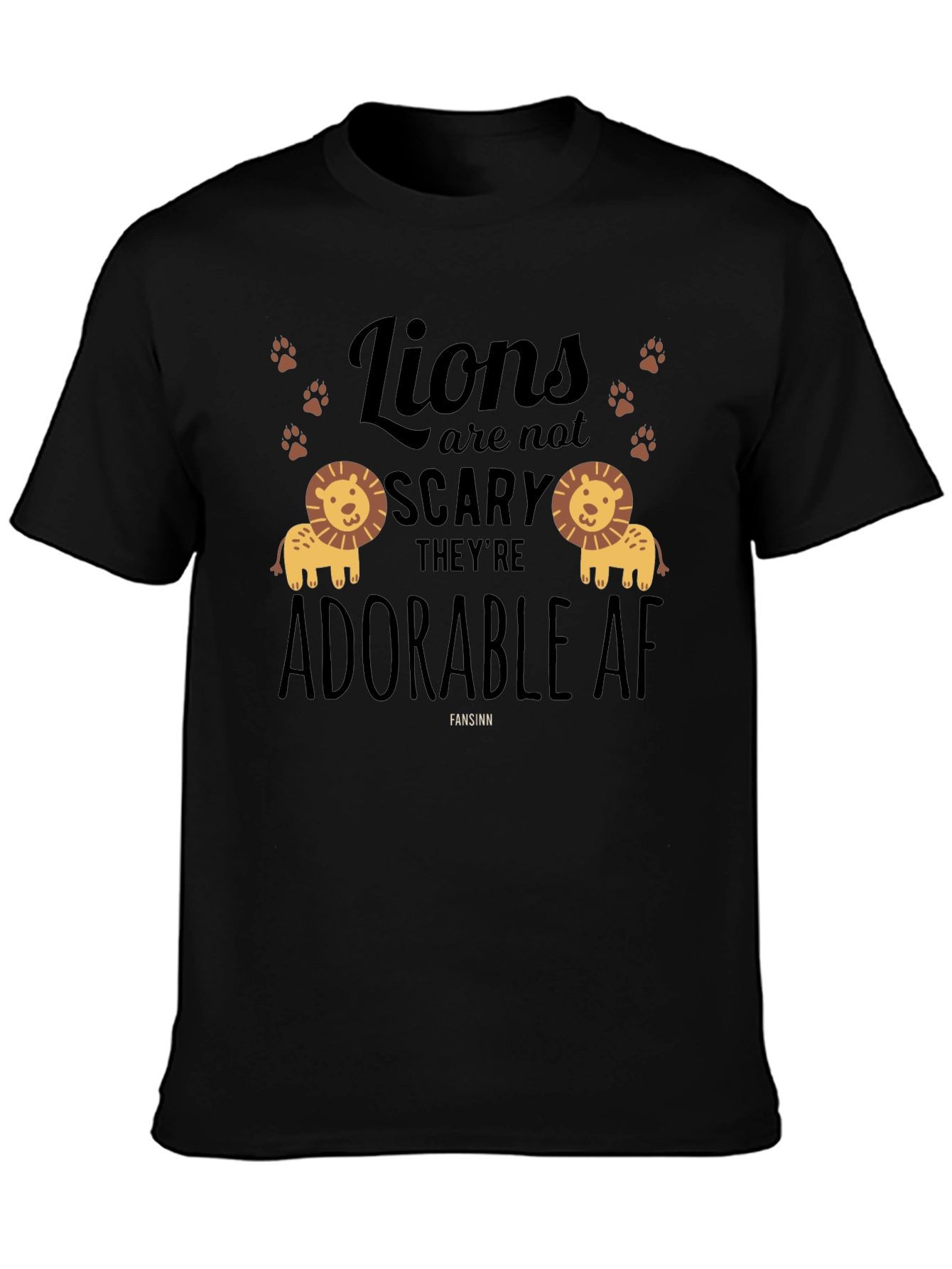 Adorable Lions Graphic Tee - Black Cotton T-Shirt