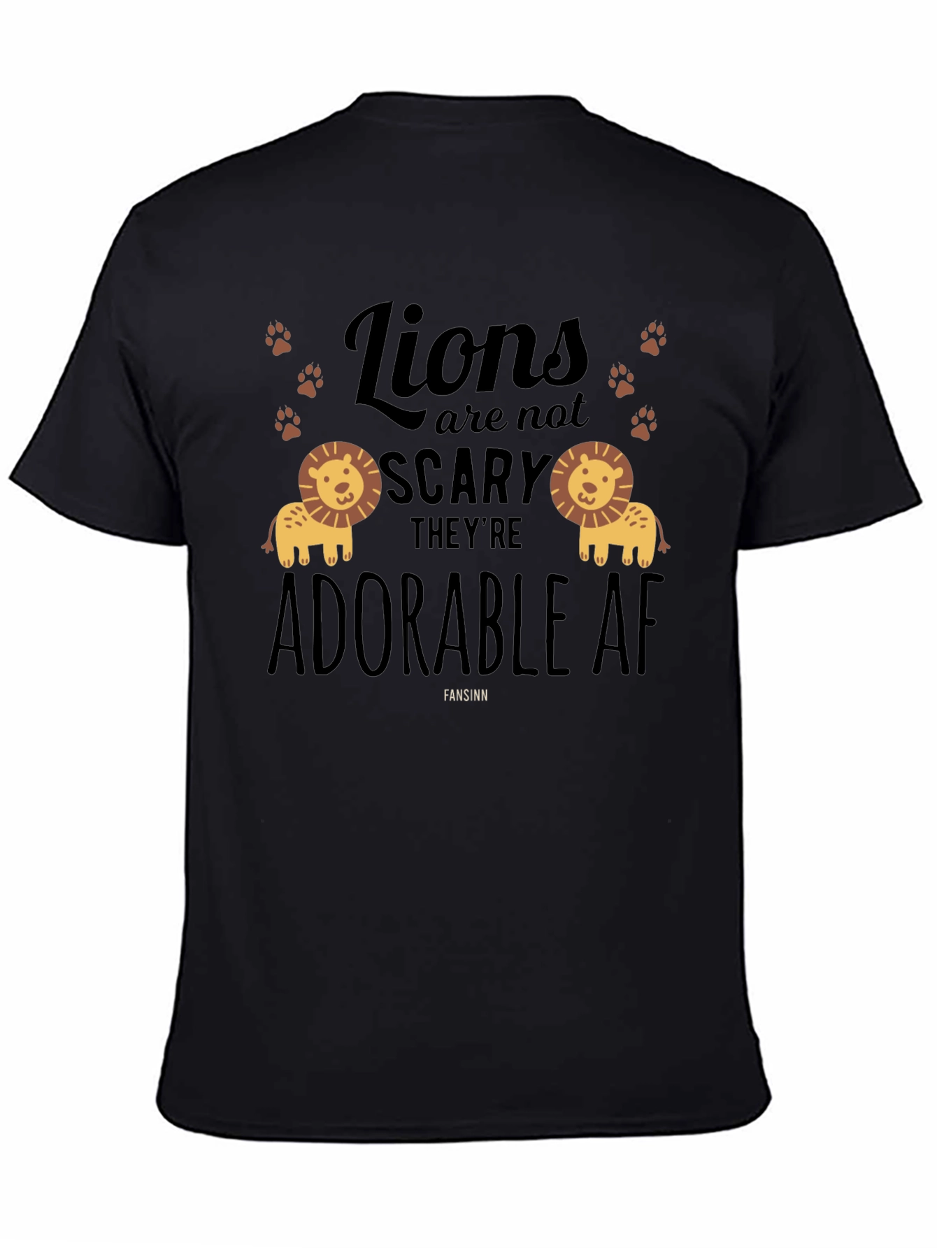 Adorable Lions Graphic Tee - Black Cotton T-Shirt