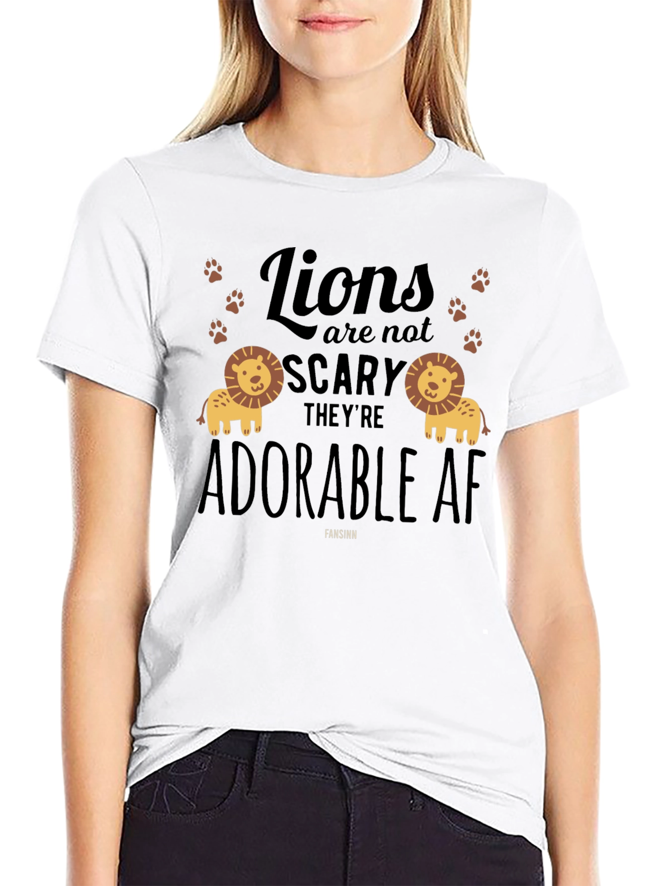 Adorable Lions Graphic Tee - Black Cotton T-Shirt
