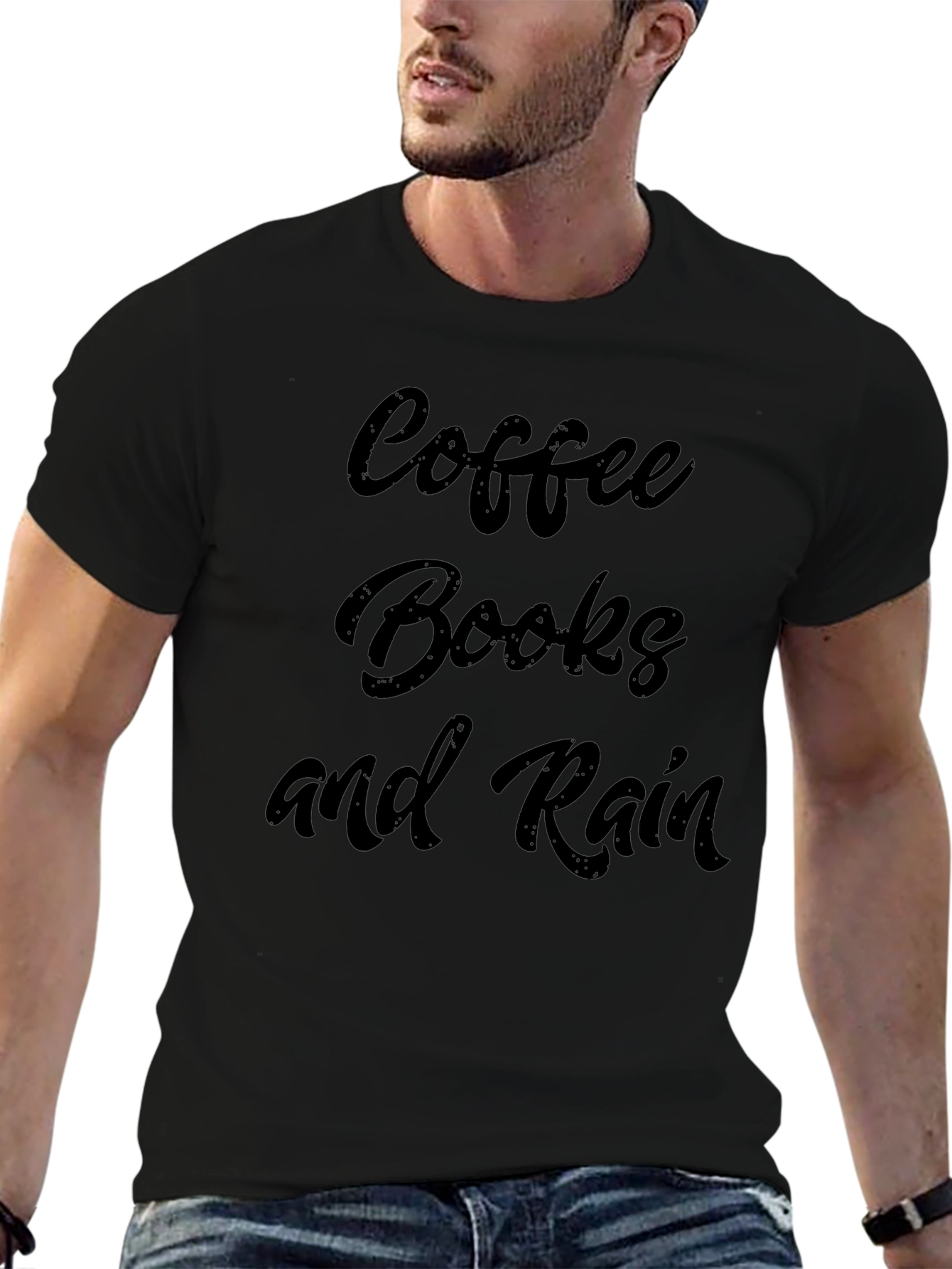 Coffee Books & Rain Graphic T-Shirt