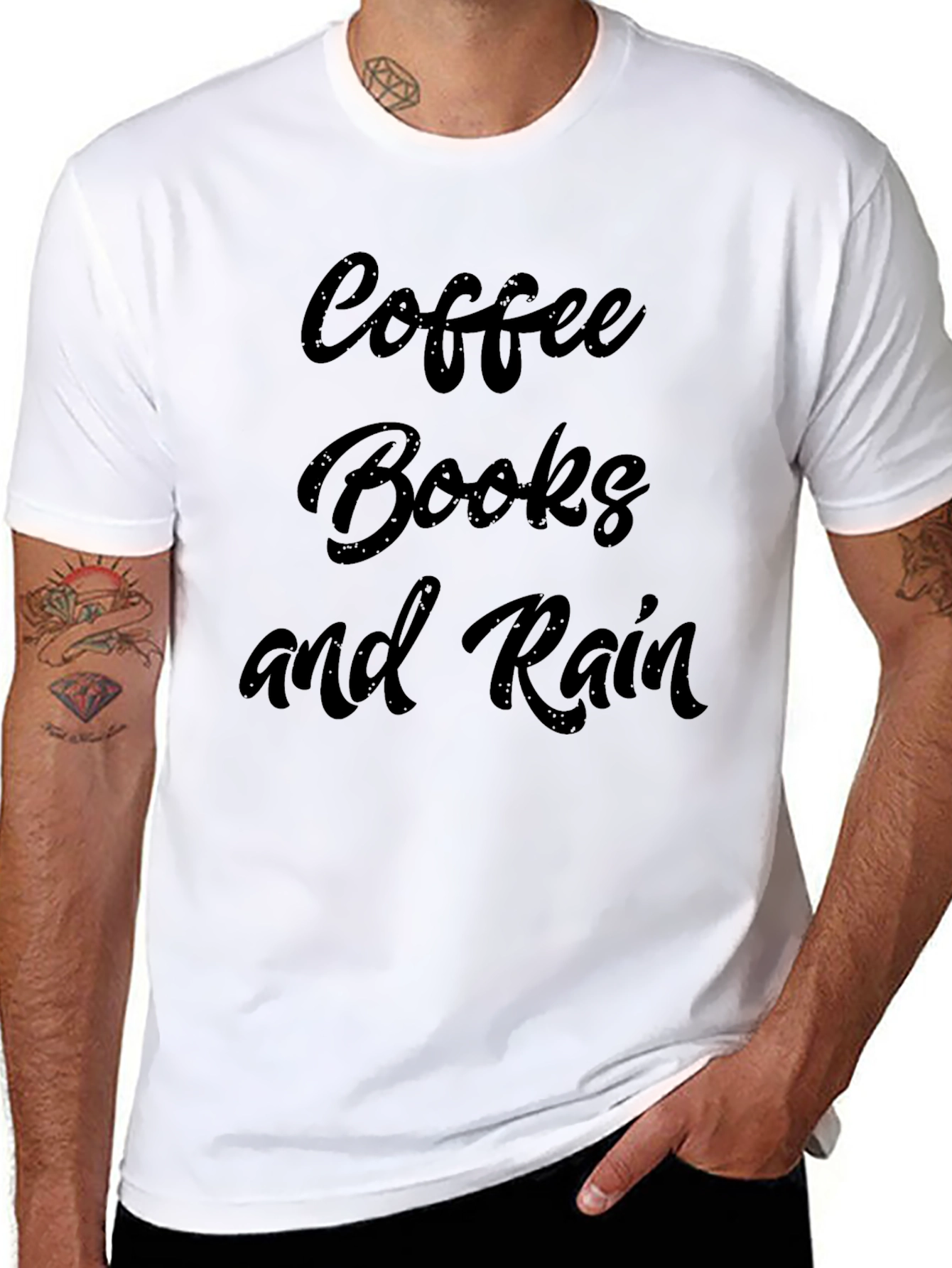 Coffee Books & Rain Graphic T-Shirt