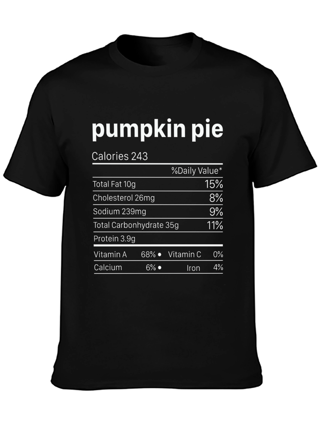 Pumpkin Pie Nutrition Facts T-Shirt