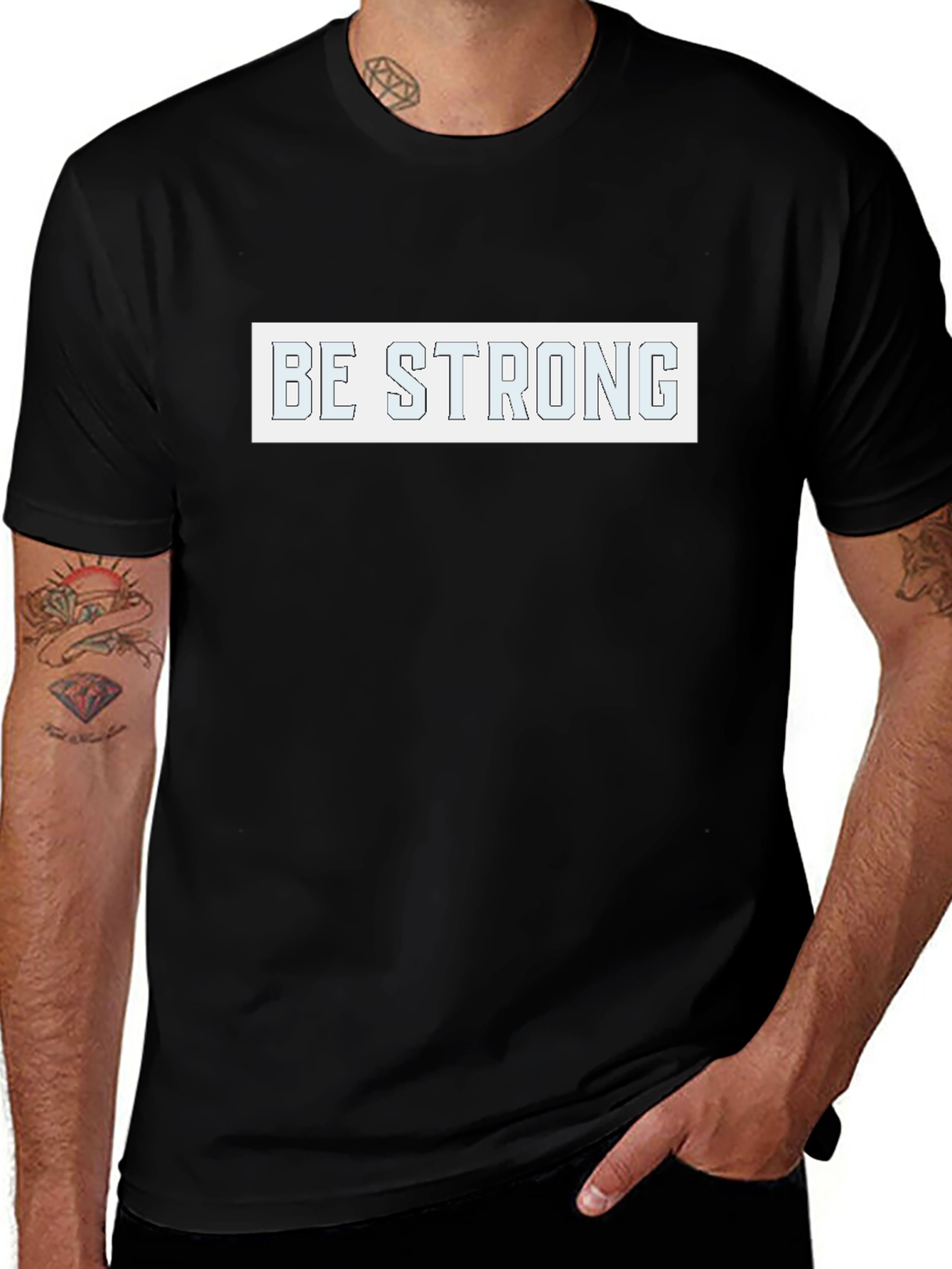 Be Strong Graphic Tee - Black Cotton Blend