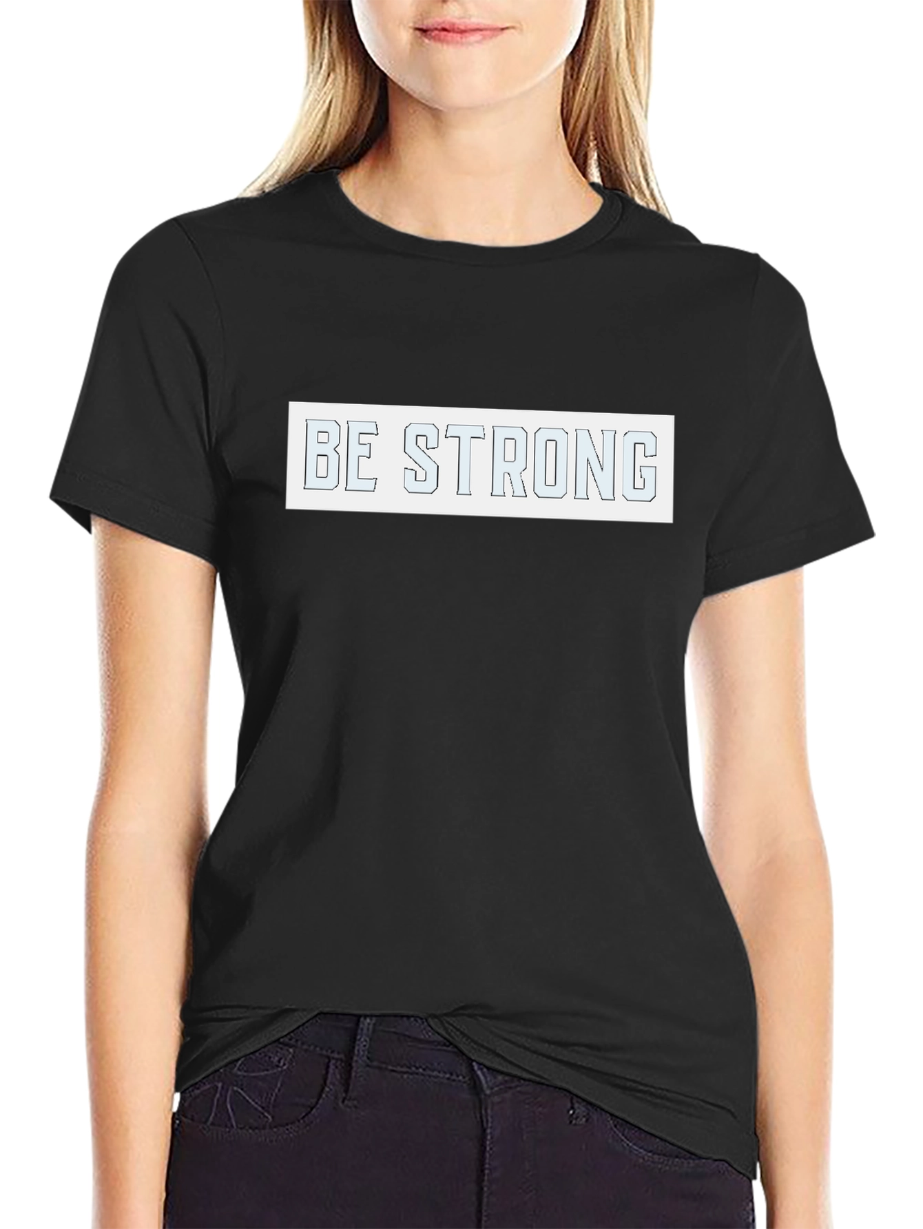 Be Strong Graphic Tee - Black Cotton Blend