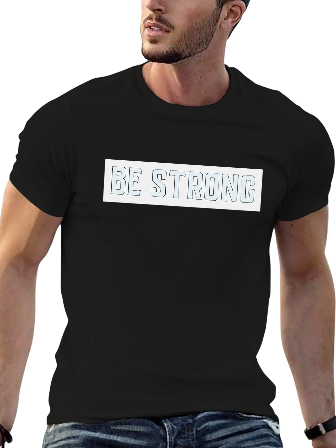 Be Strong Graphic Tee - Black Cotton Blend