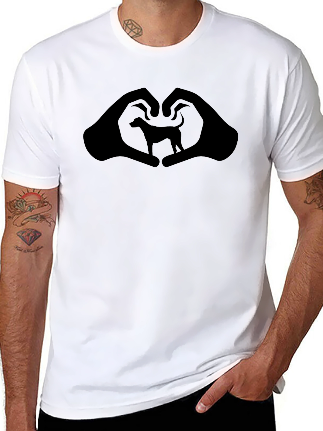 Love My Dog T-Shirt - Heart Hands Silhouette