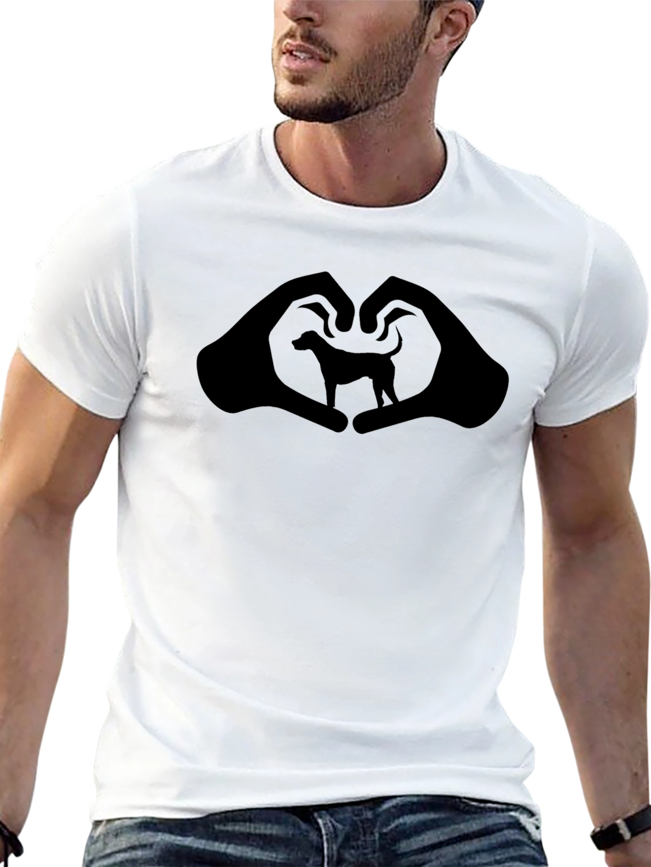 Love My Dog T-Shirt - Heart Hands Silhouette