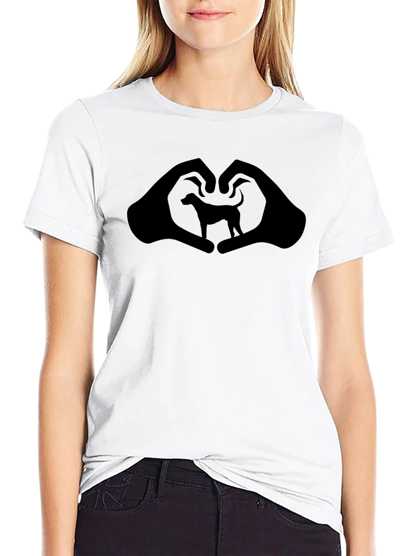 Love My Dog T-Shirt - Heart Hands Silhouette