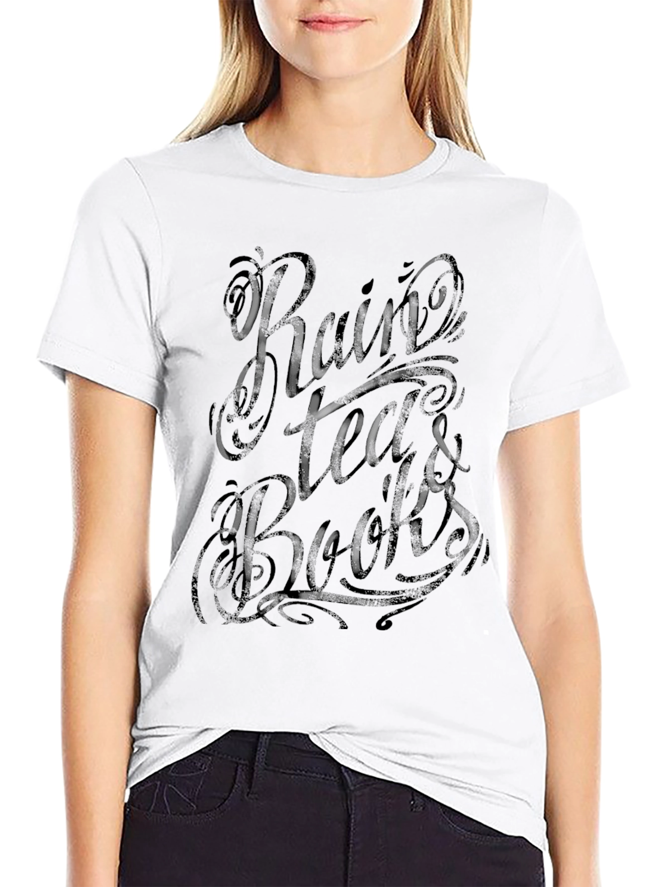Rain Tea & Books Graphic T-Shirt