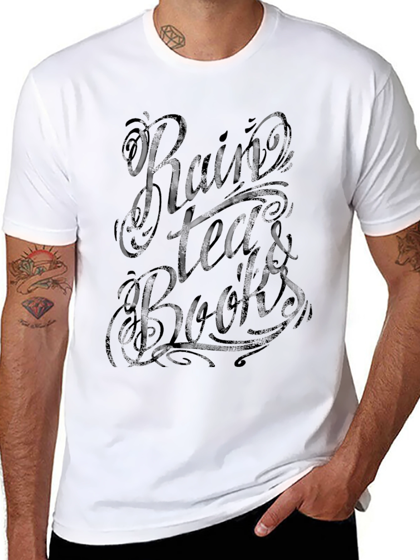 Rain Tea & Books Graphic T-Shirt
