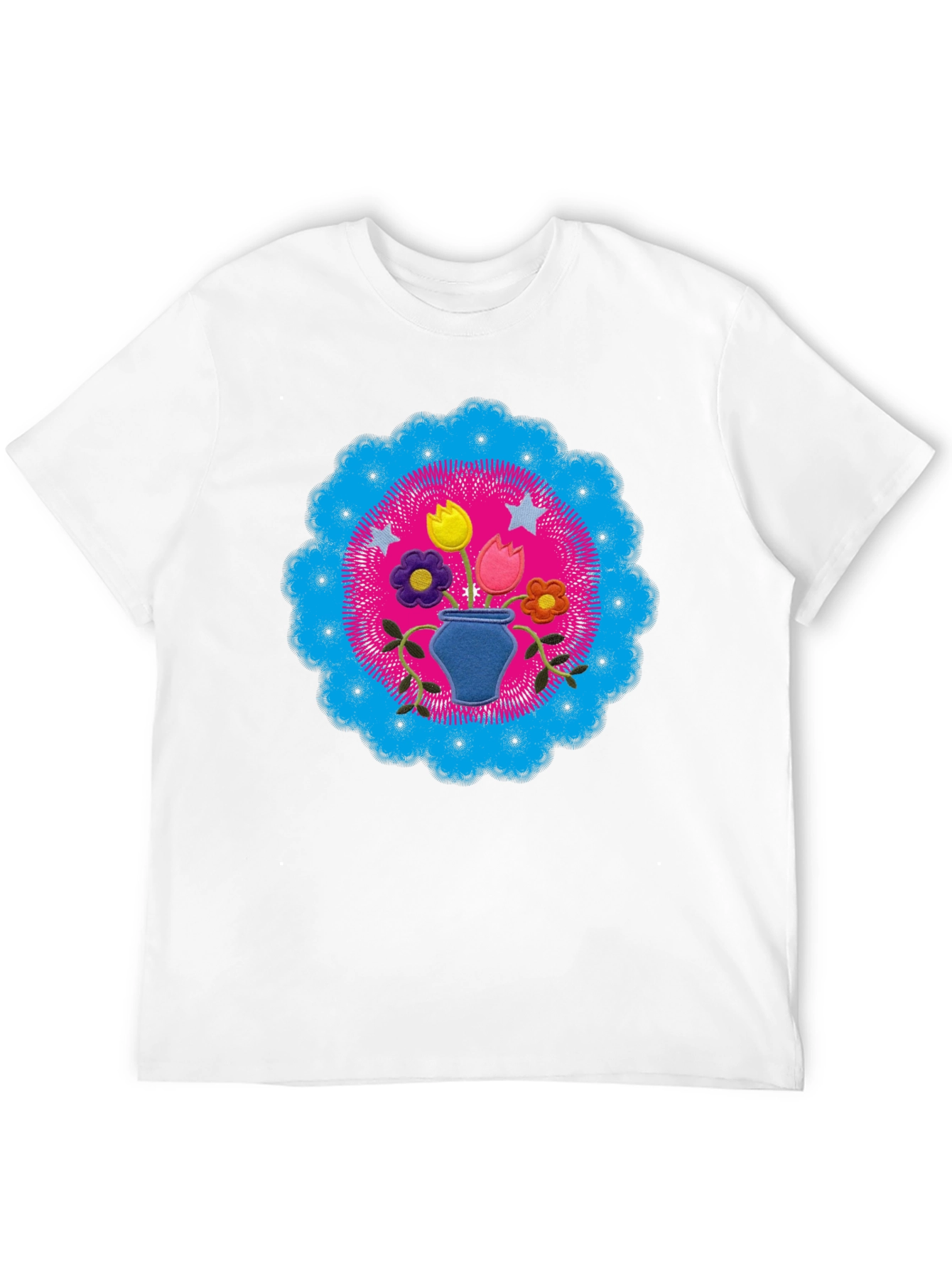 Floral Mandala Graphic Tee - Black Cotton Shirt