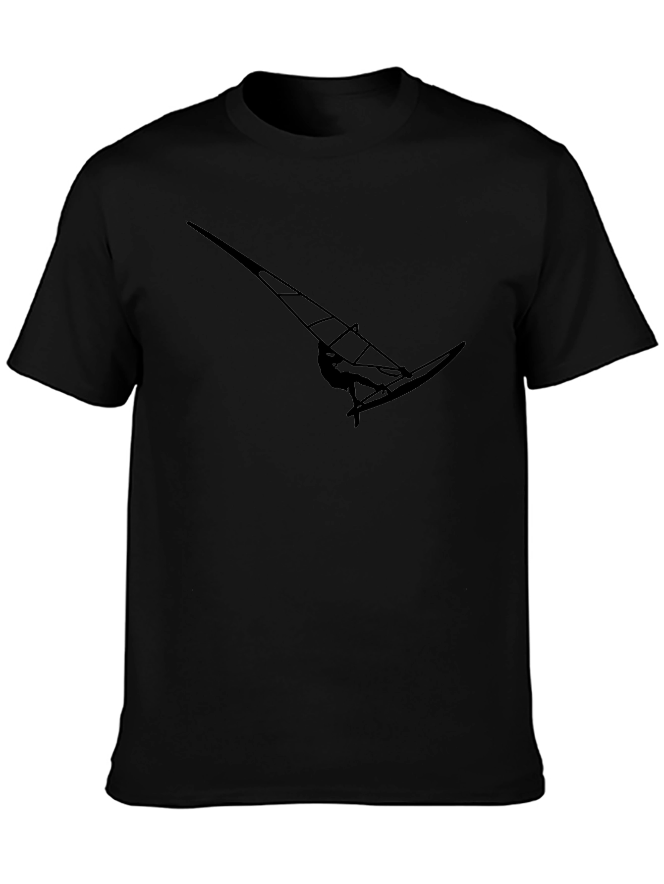 Black Windsurfer Silhouette Graphic Tee