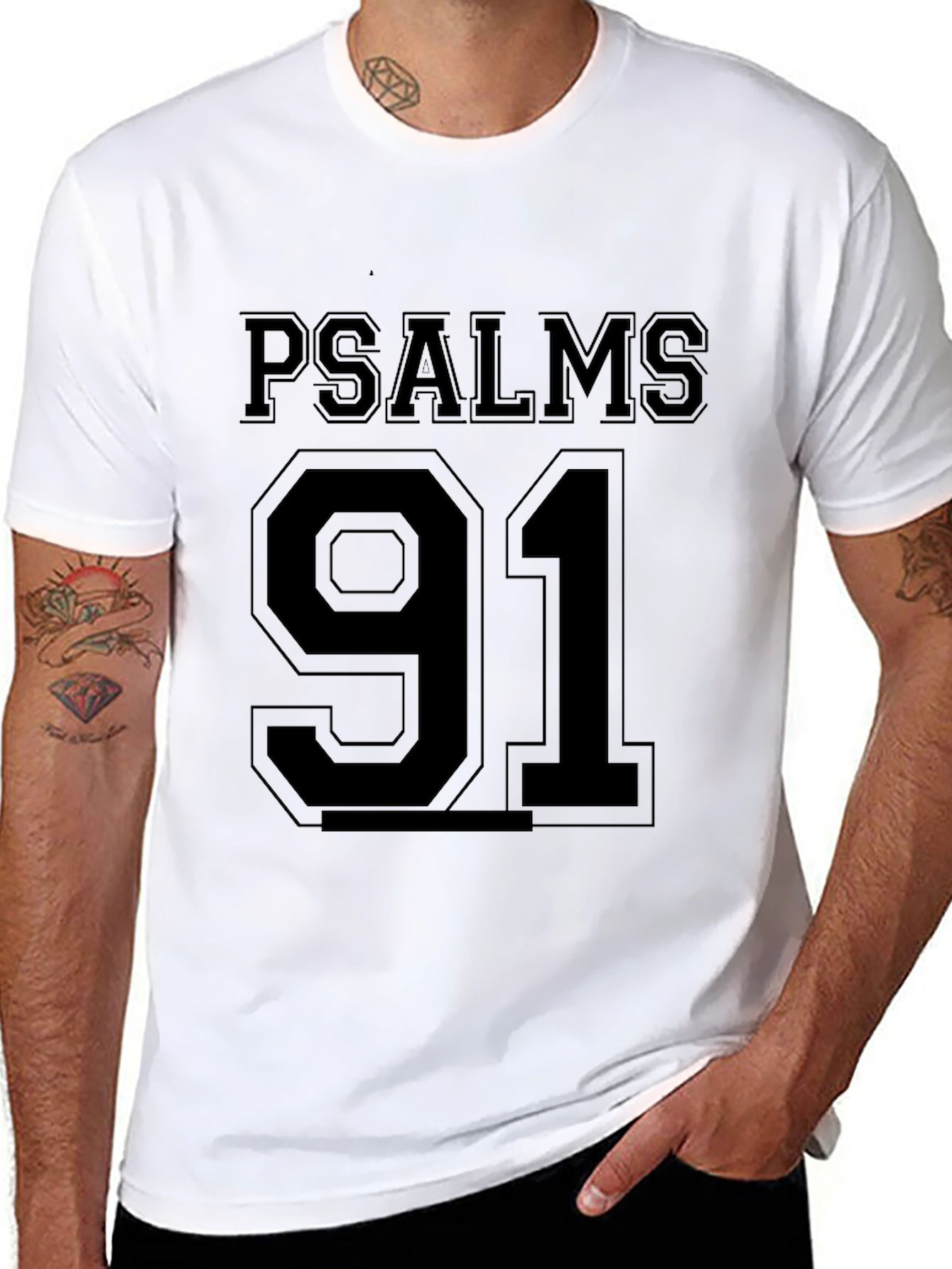 Psalms 91 Graphic T-Shirt - Black