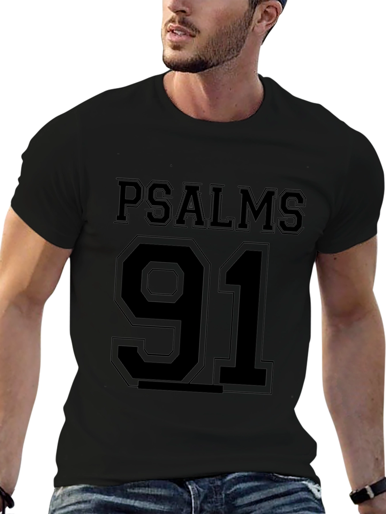 Psalms 91 Graphic T-Shirt - Black