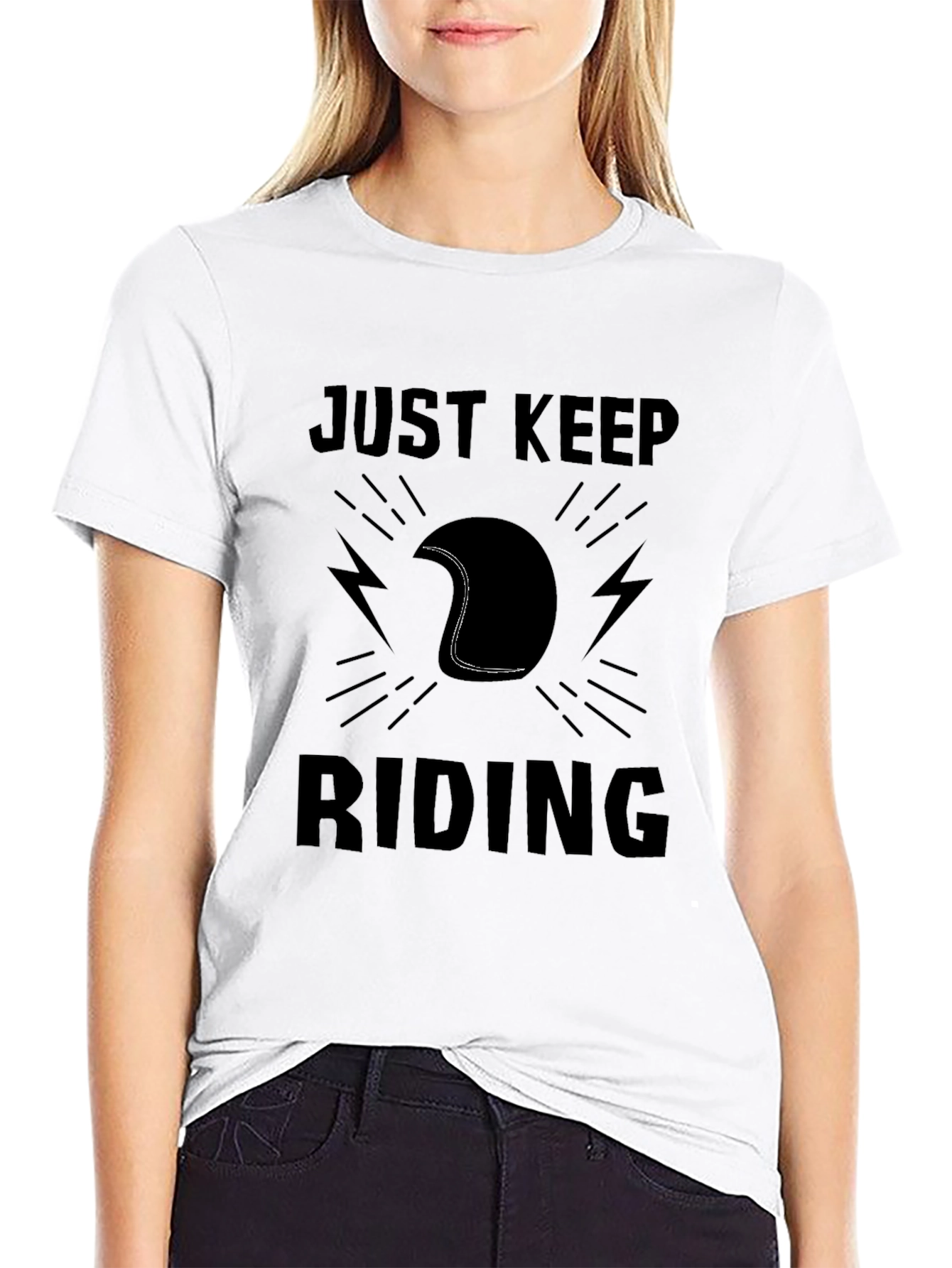 Just Keep Riding Black Graphic Tee