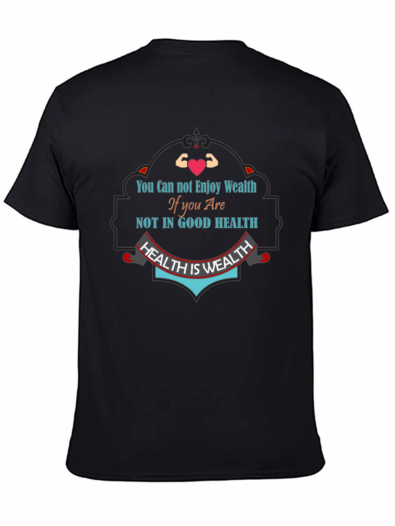 Health is Wealth Graphic Tee - Mens Black T-Shirt