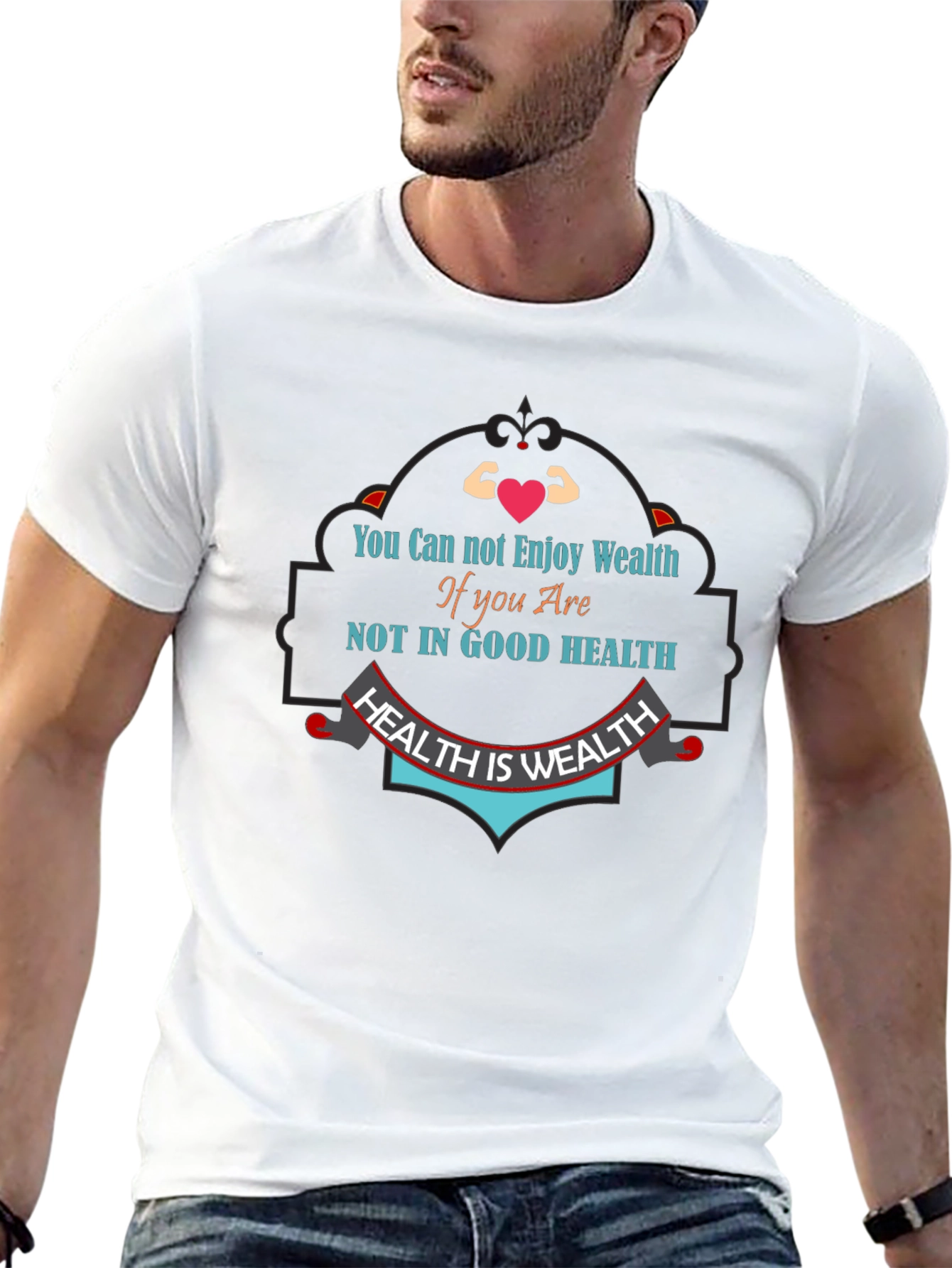 Health is Wealth Graphic Tee - Mens Black T-Shirt