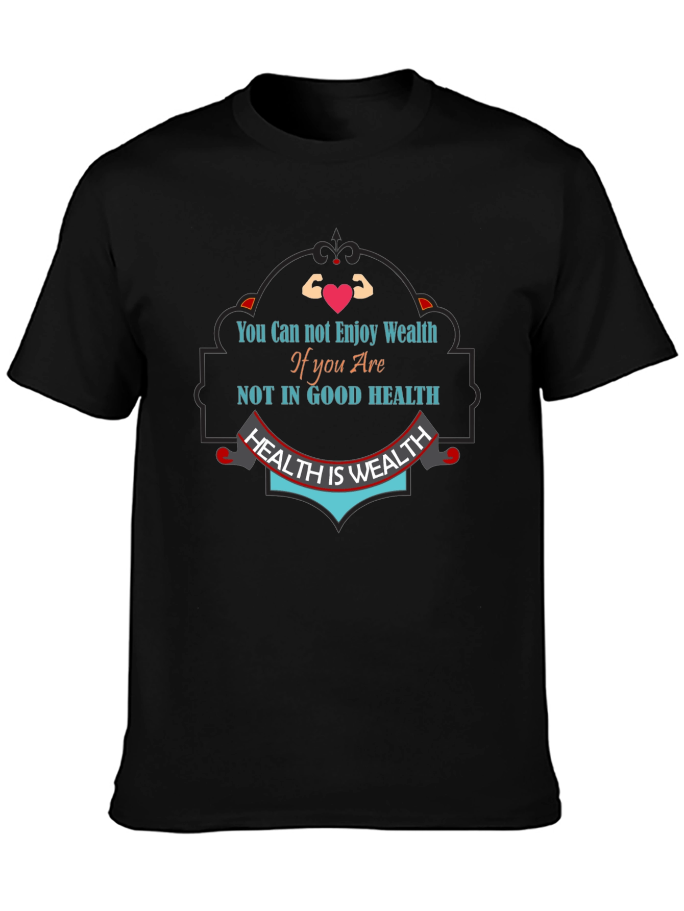 Health is Wealth Graphic Tee - Mens Black T-Shirt
