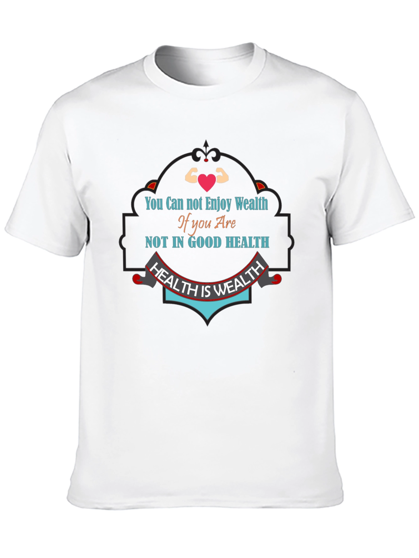 Health is Wealth Graphic Tee - Mens Black T-Shirt