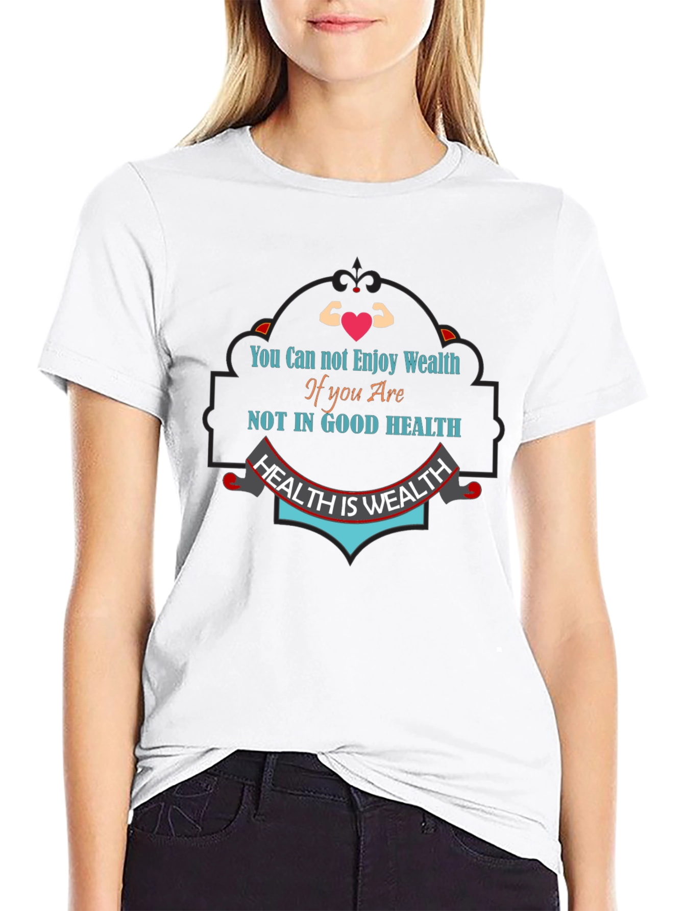 Health is Wealth Graphic Tee - Mens Black T-Shirt