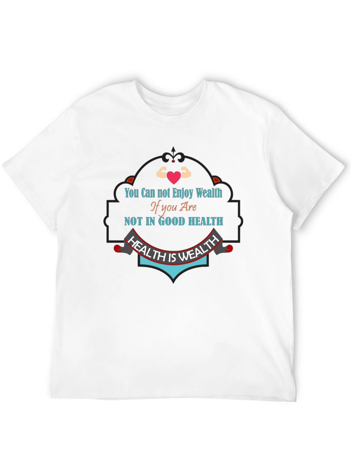 Health is Wealth Graphic Tee - Mens Black T-Shirt