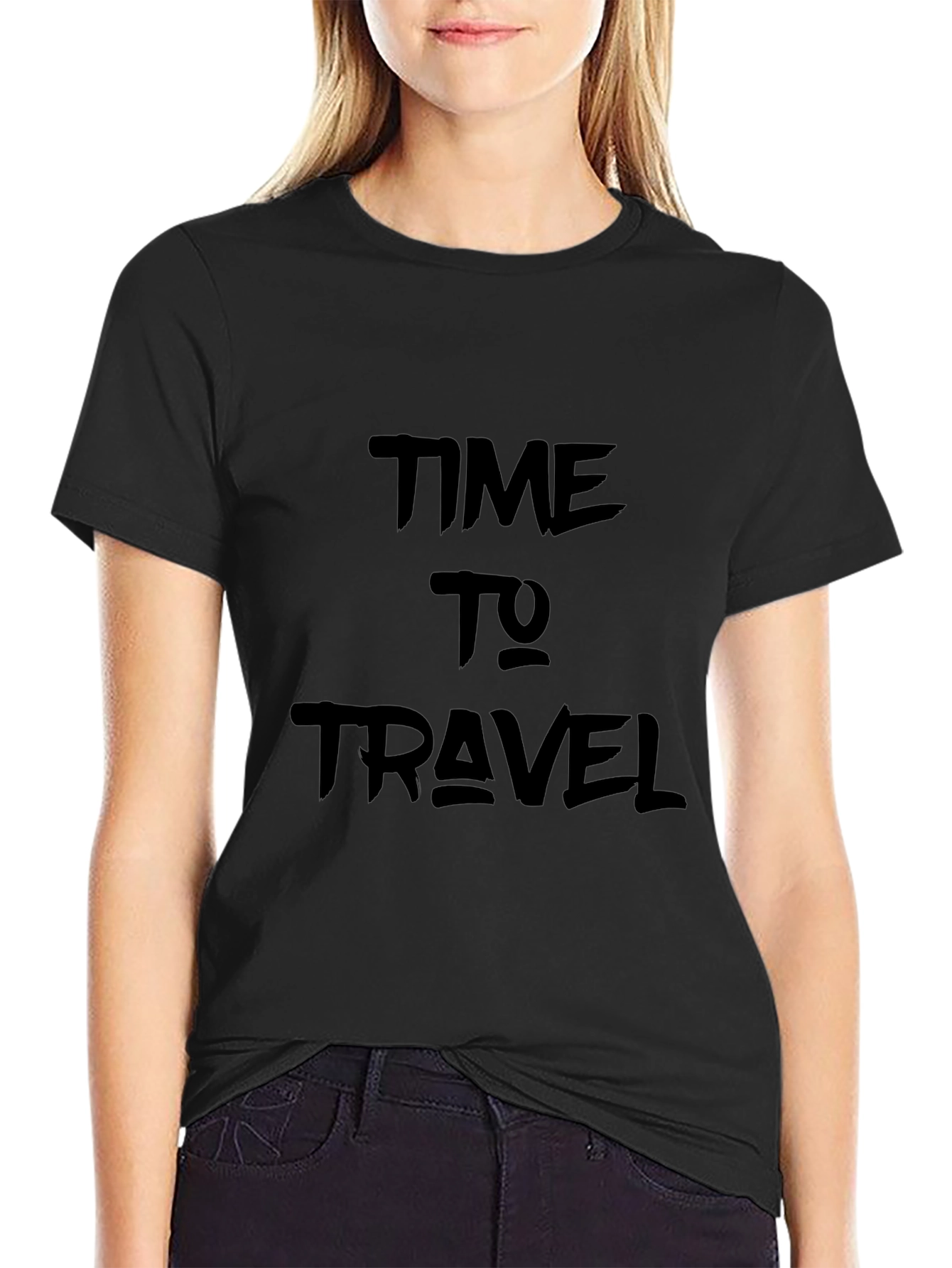 Time to Travel Black Graphic Tee