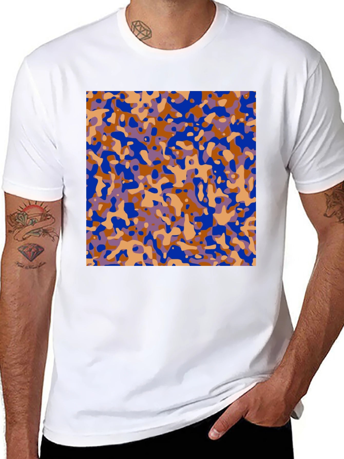 Abstract Camo Print Black T-Shirt