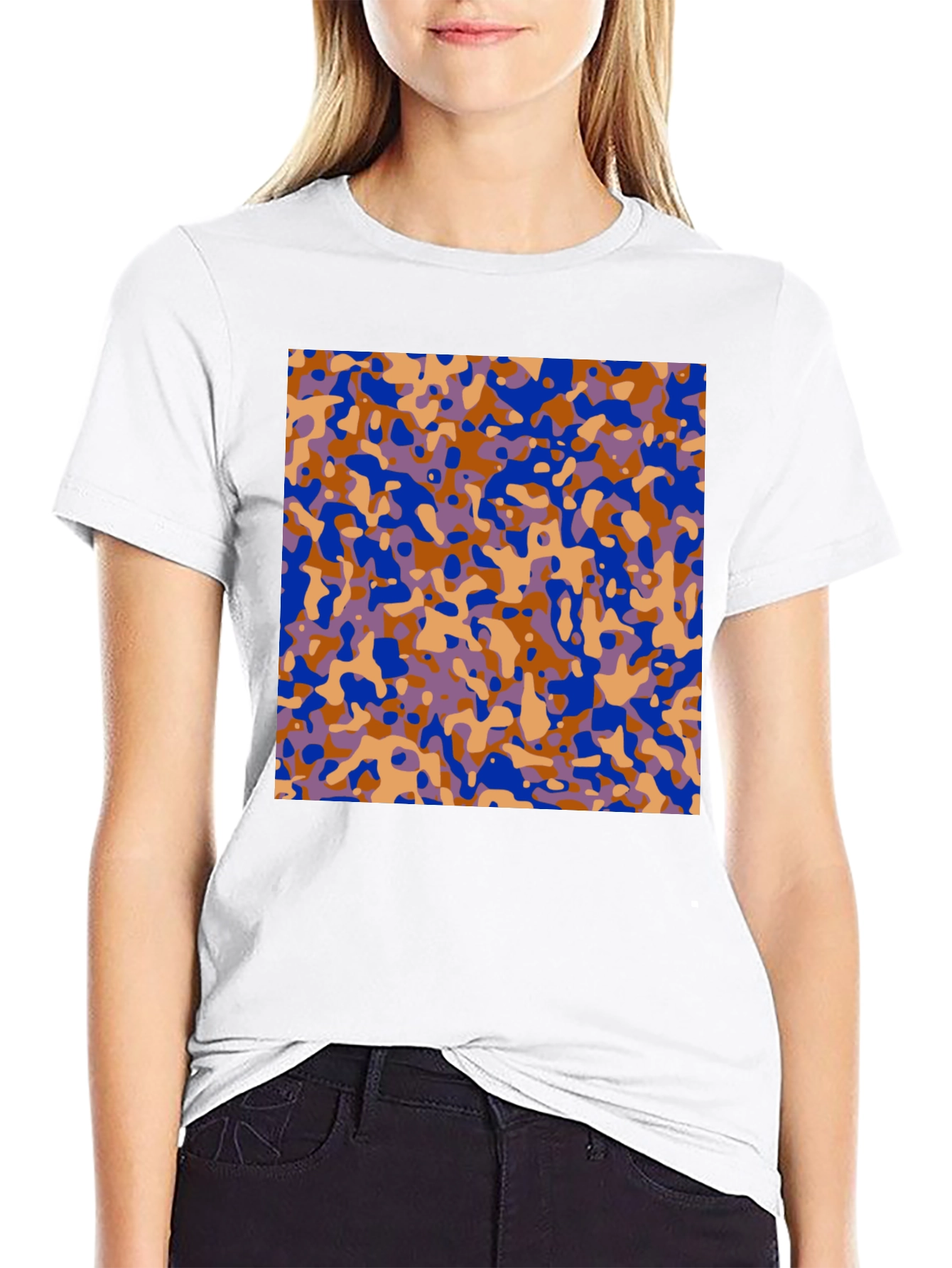 Abstract Camo Print Black T-Shirt
