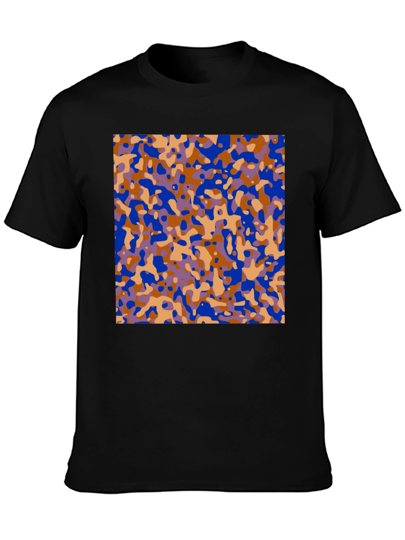 Abstract Camo Print Black T-Shirt
