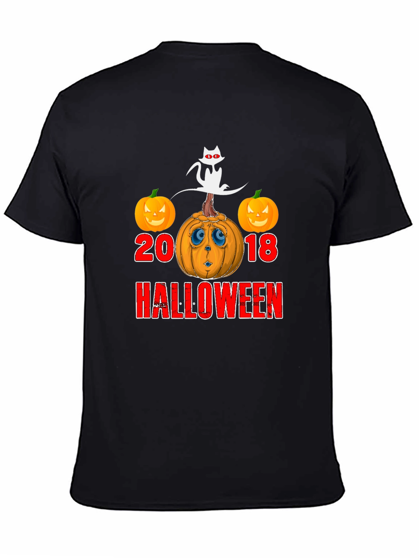 Halloween 2018 Cat & Pumpkin Graphic T-Shirt
